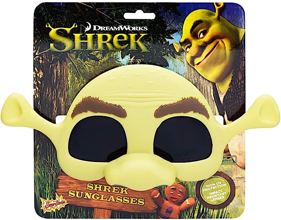 Sun-Staches Shrek Sunglasses for Kids - Ogre Green Mask Costume Accessory