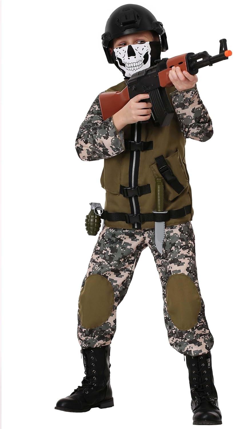 Kids Camo Trooper Costume with Tactical Vest and Accessories