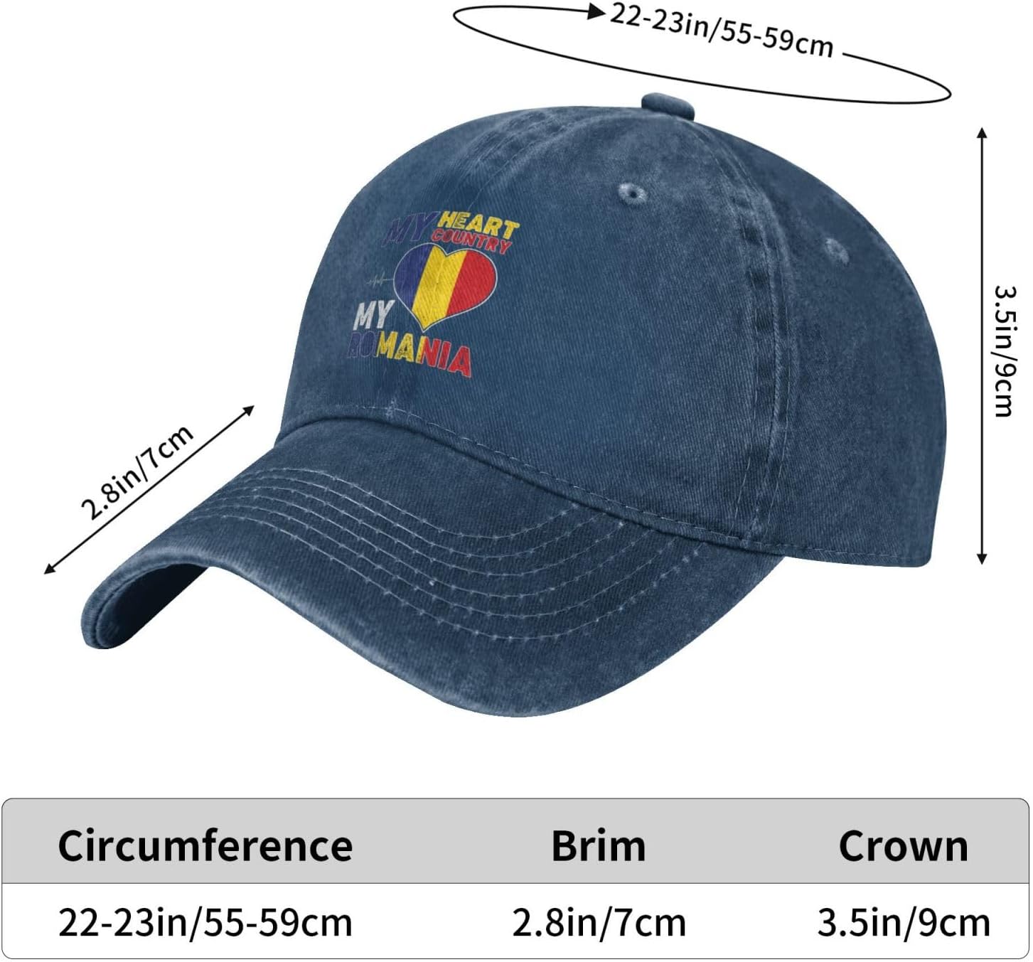 RTATBY My Heart My Country My Romania Baseball Cap