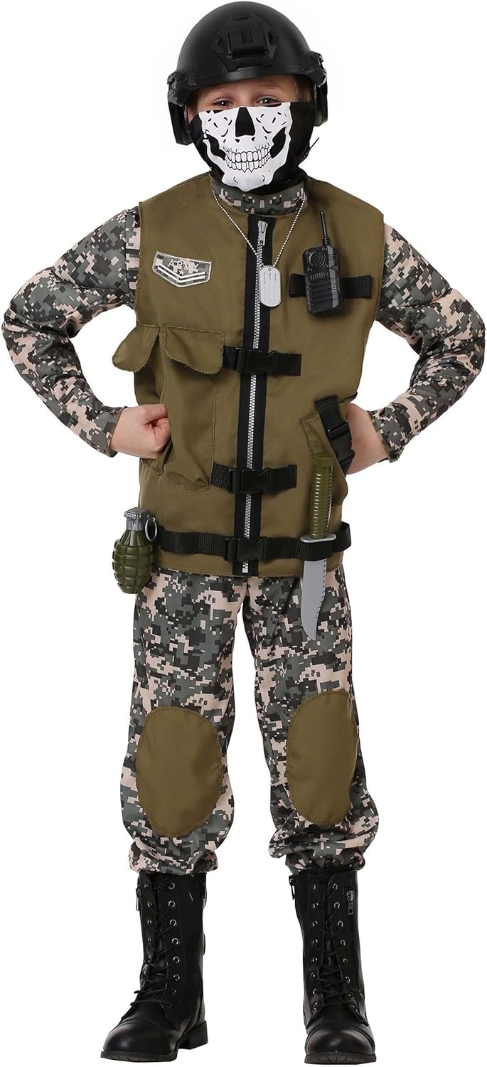 Kids Camo Trooper Costume with Tactical Vest and Accessories