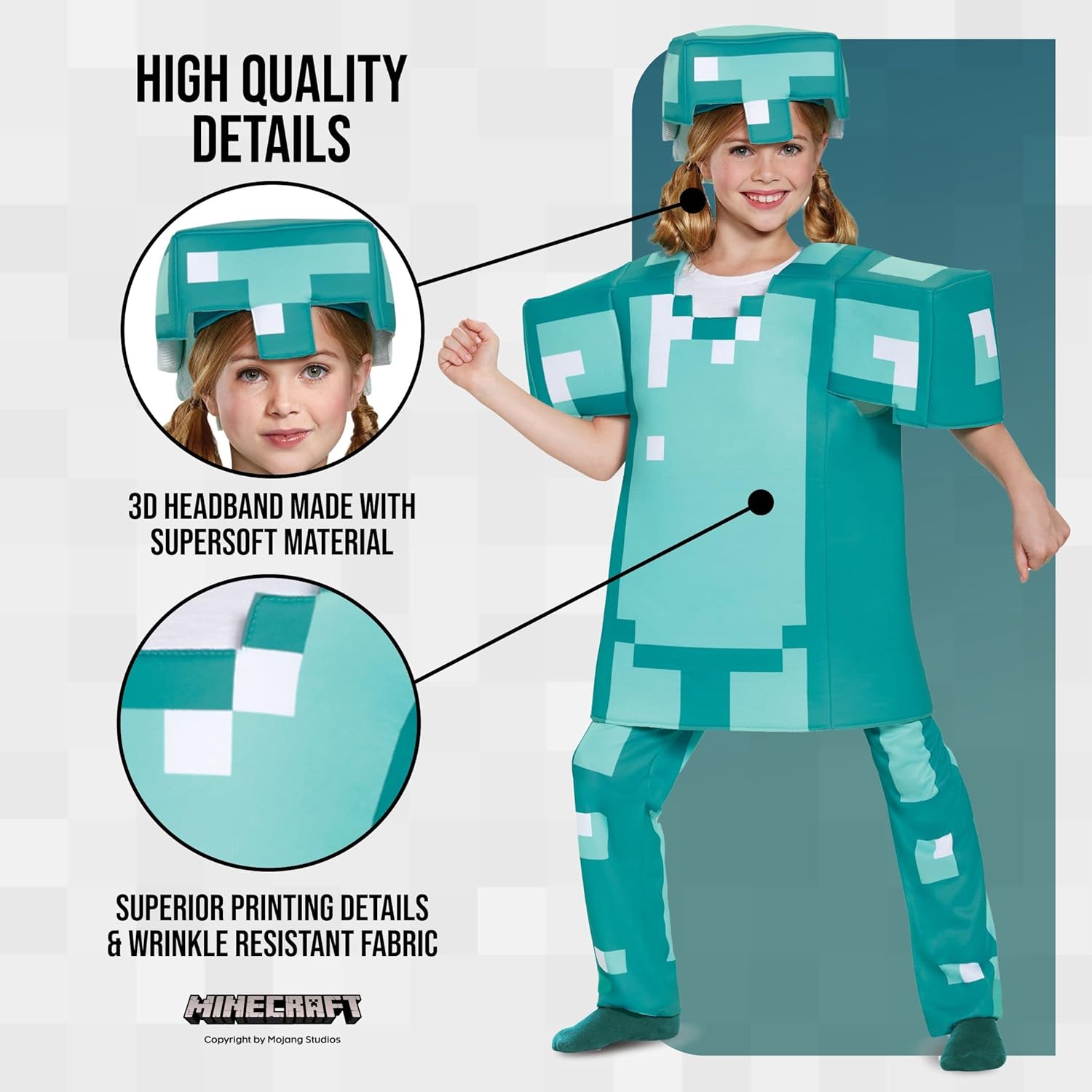 Exclusive Officially Licensed Minecraft Diamond Armor Halloween Costume for Kids