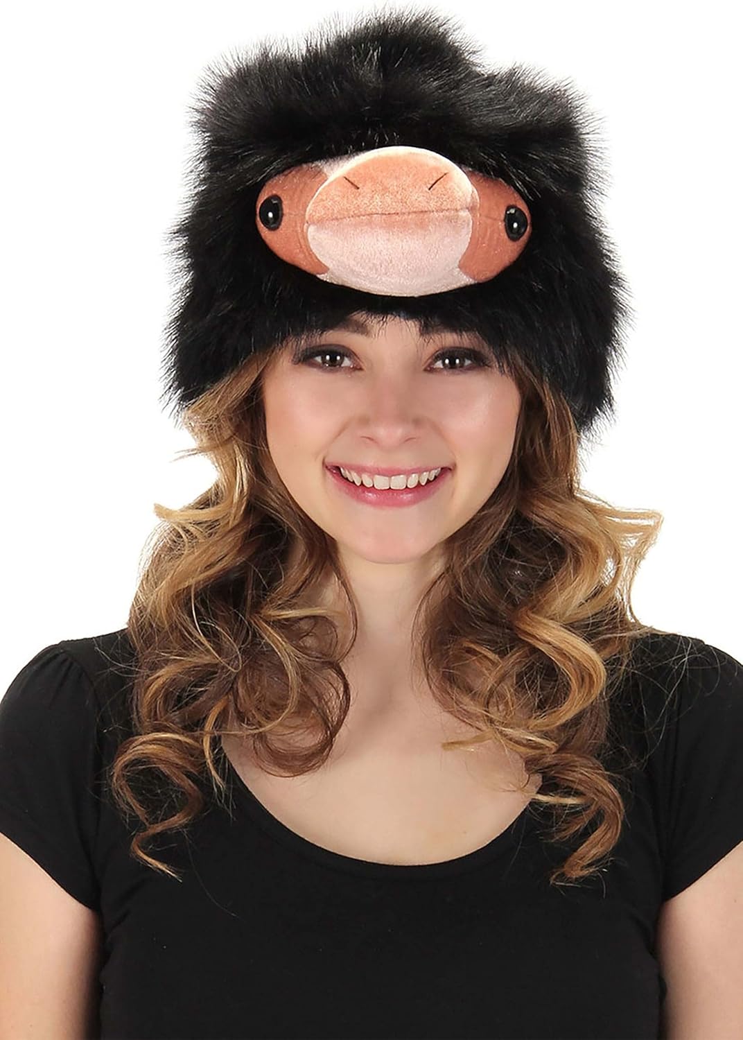 Plush Niffler Hat for Adults Faux Fur Plastic Eyes and Adjustable