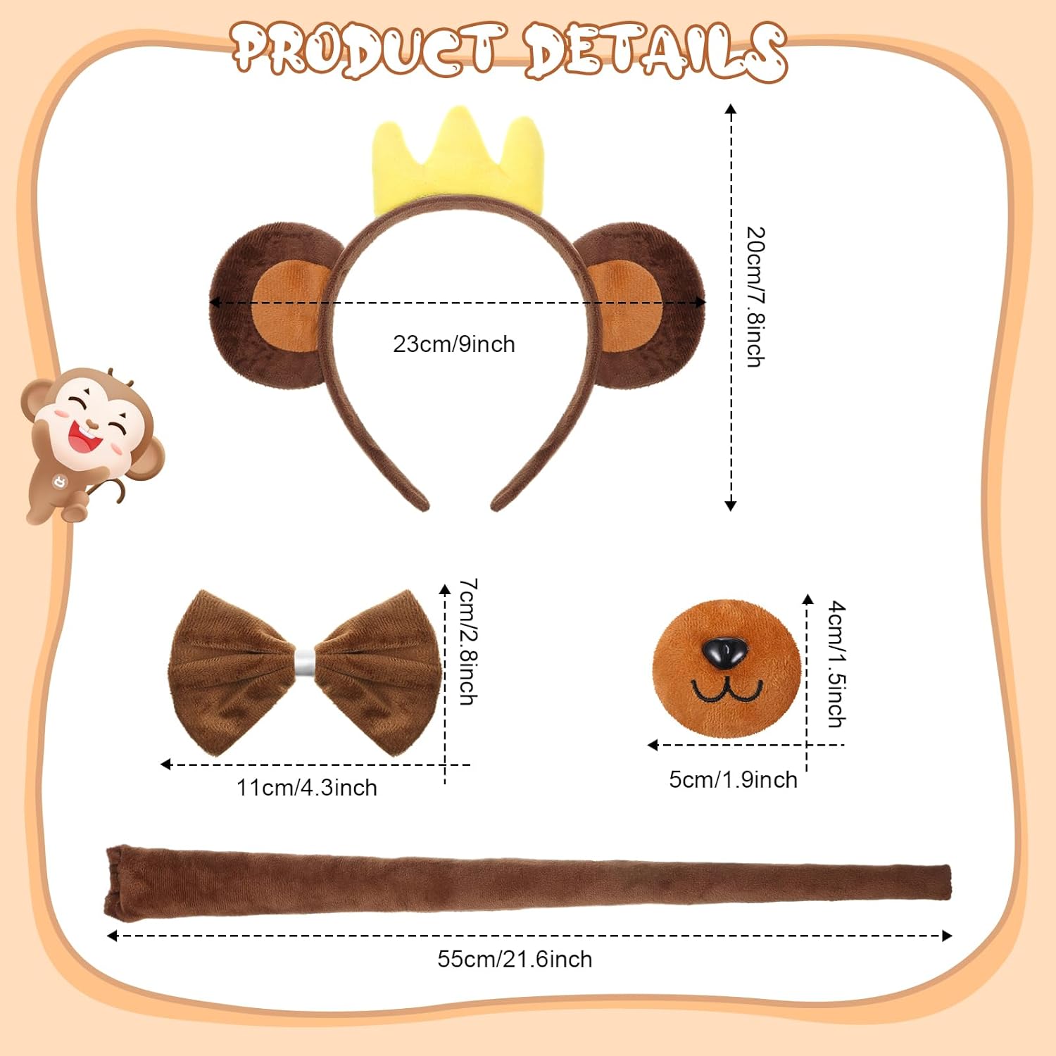 Monkey Accessories Set for Kids Halloween Cosplay Party Win