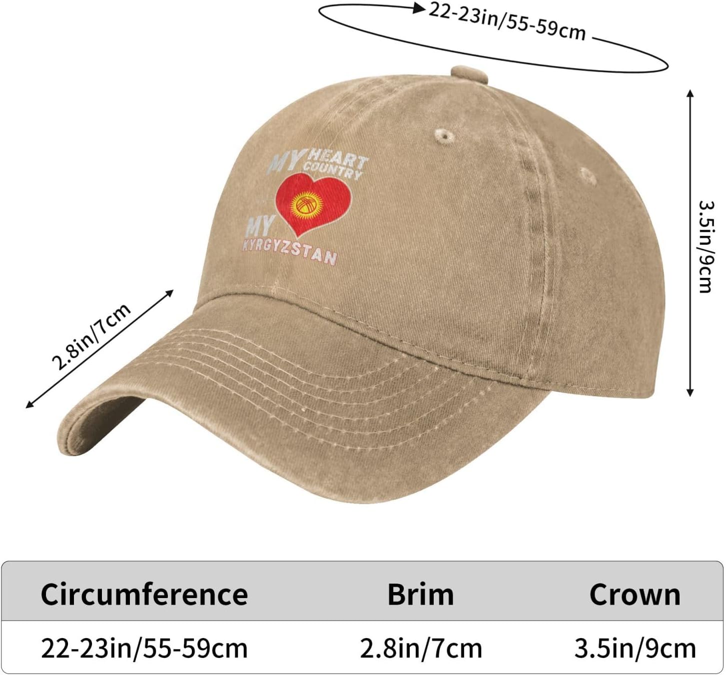 My Heart My Country My Kyrgyzstan Baseball Cap with Four Ventilation Holes