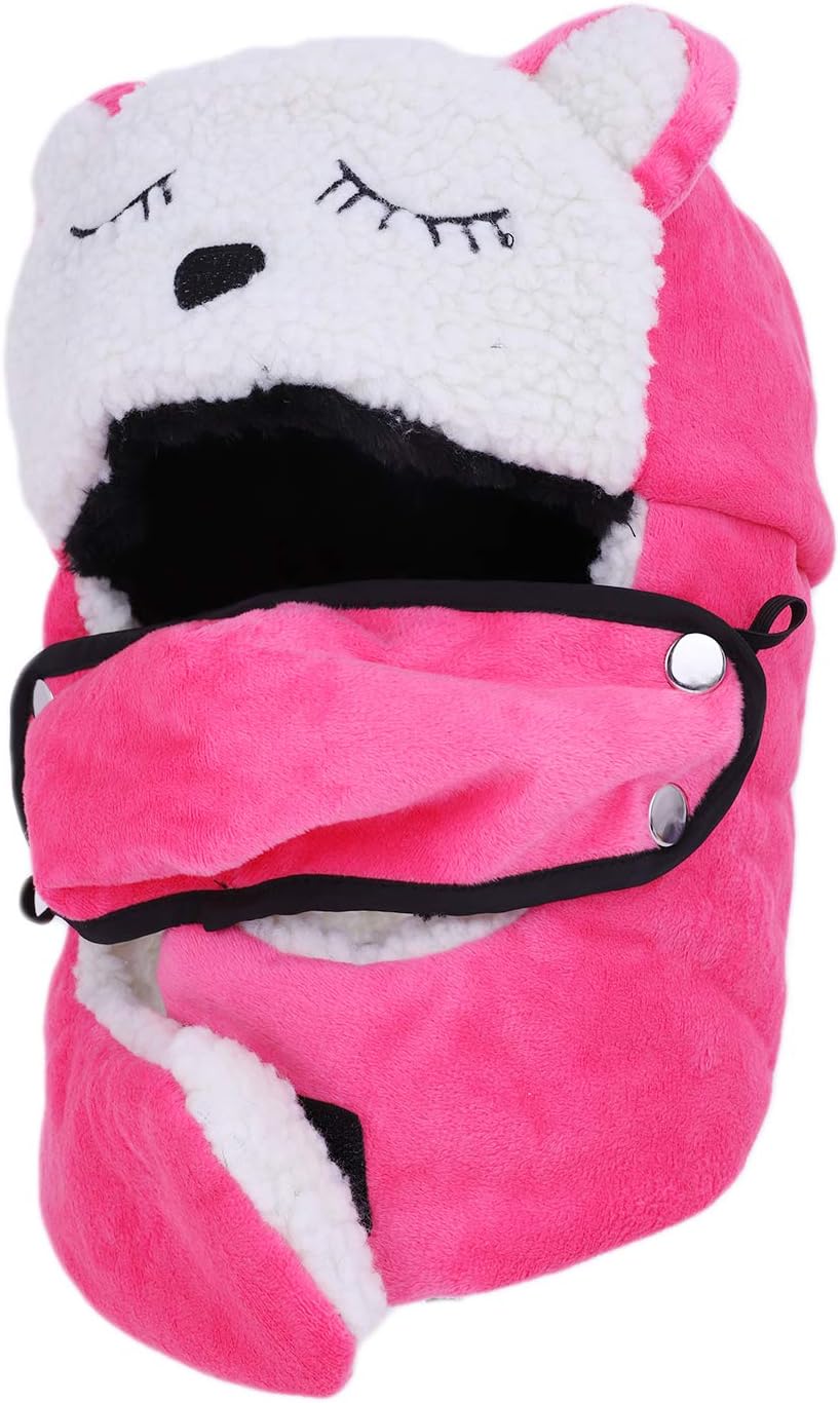 Cartoon Winter Hats for Girls Boys - Trapper Hat with Earflap Face Warmer