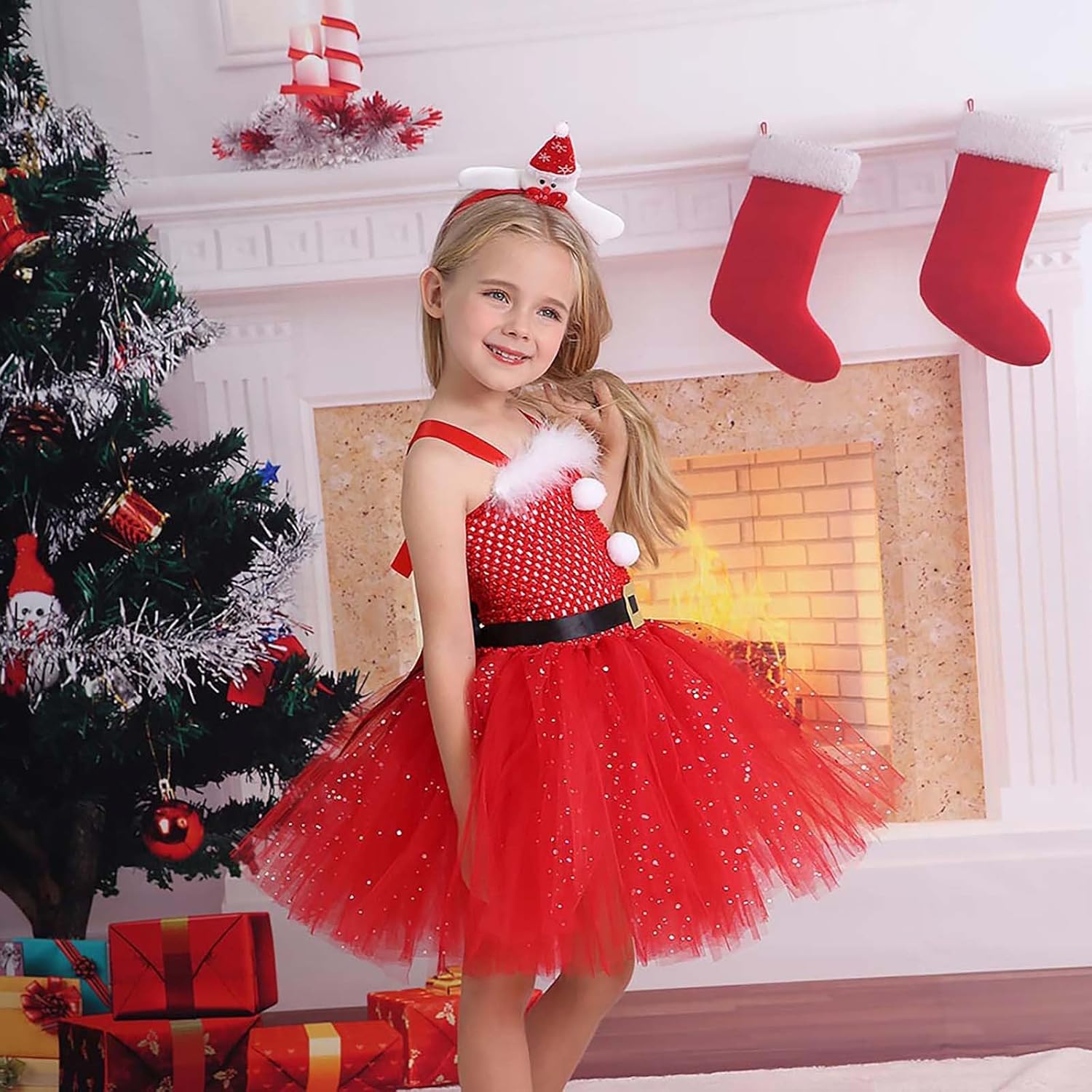 Sparkling Christmas Tule Dress for Girls