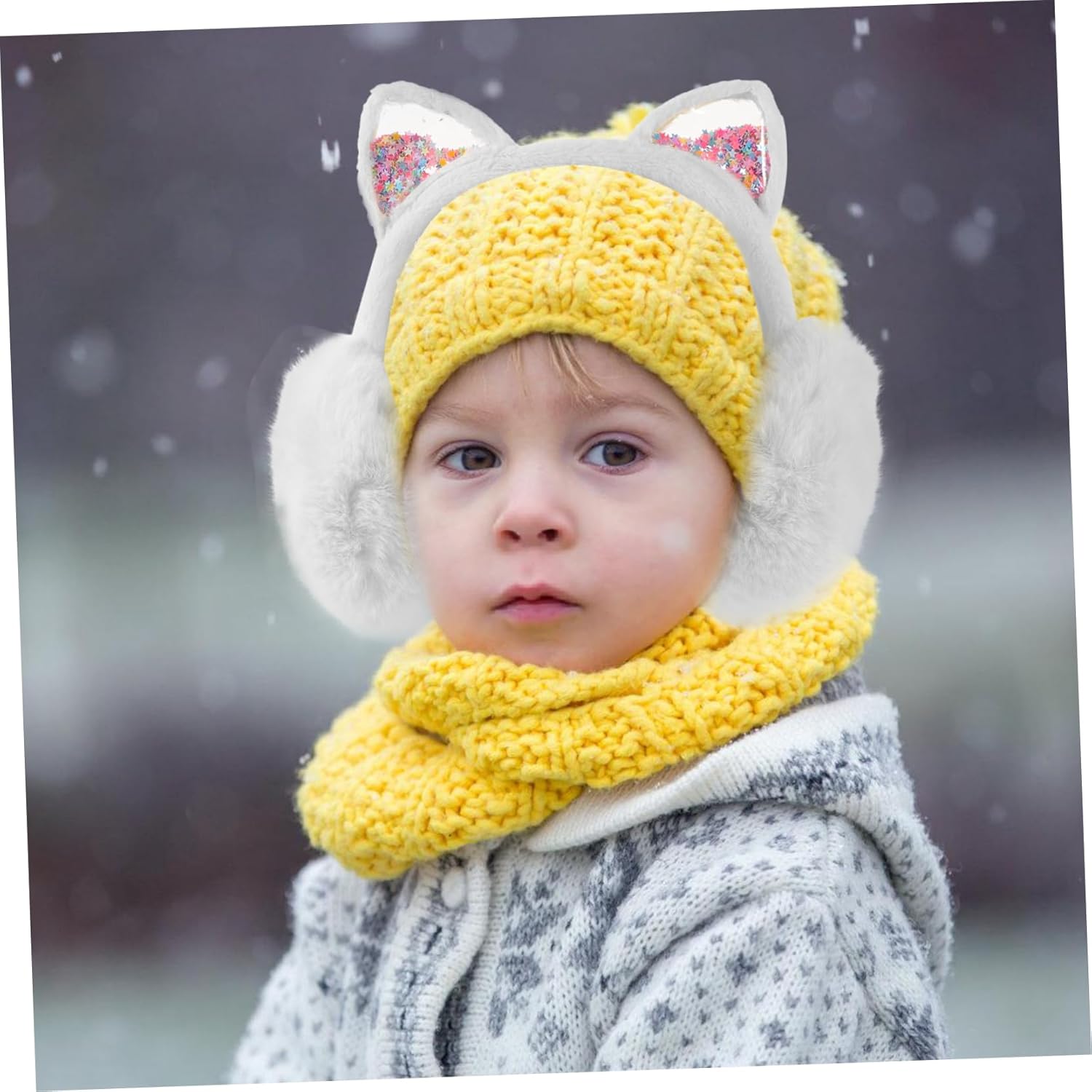 LIFKOME Winter Warm Earmuffs foldable stretch cat ears for children