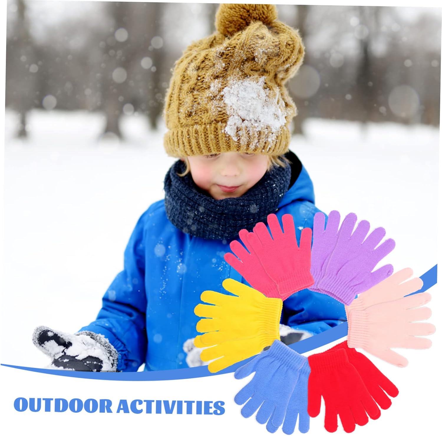 FRCOLOR Kids Winter Gloves - 6 Pairs Fleece Mittens
