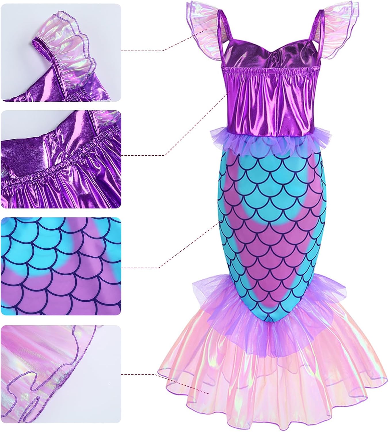Mermaid Princess Costume Little Mermaid Dress for Girls with Crown
