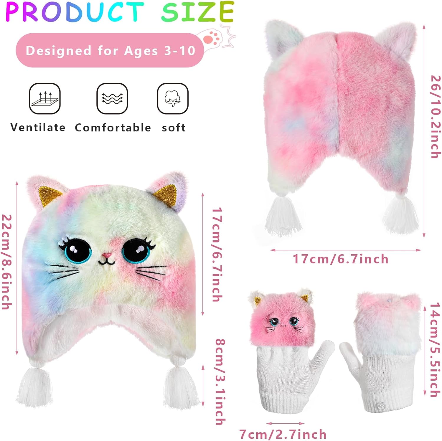 Girls Winter Hat glove Set
