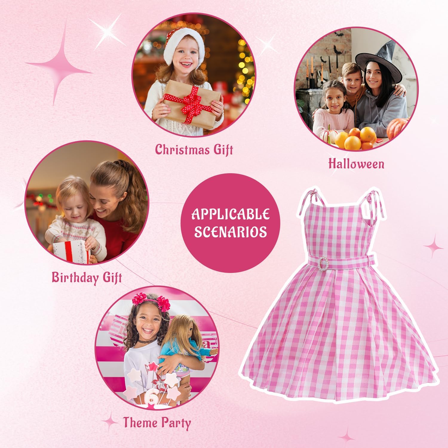 Girls Pink Cosplay Costume Halloween Party Time