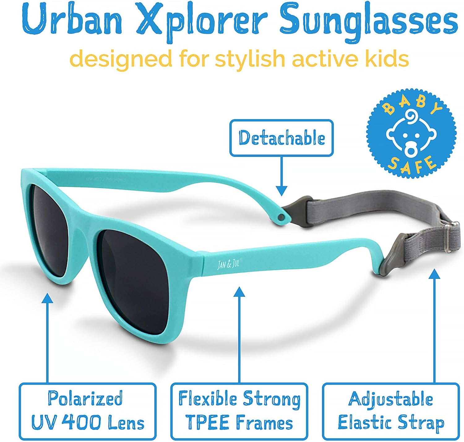 JAN JUL Kids Flexible UV-400 Polarized Sunglasses with adjustable strap