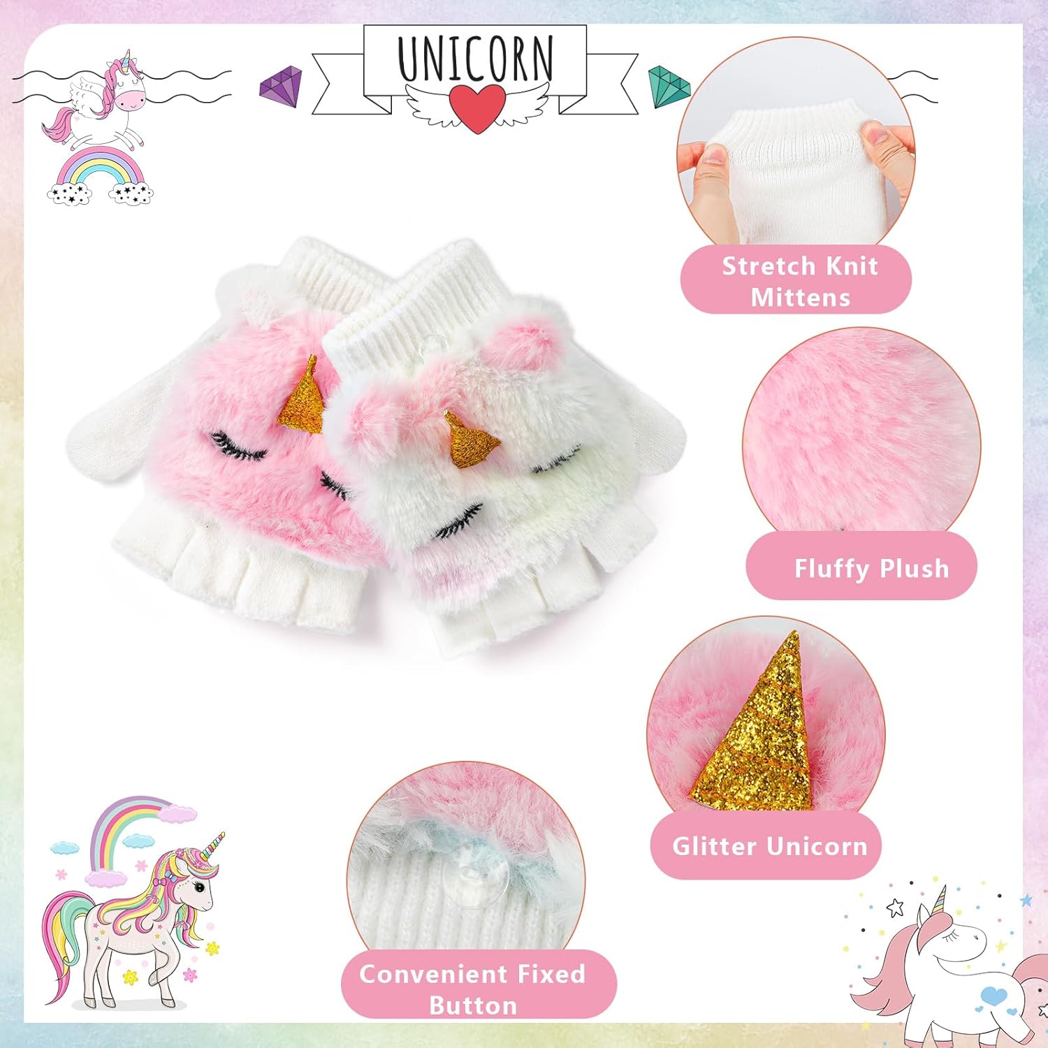 Cute Unicorn Winter Hats and Gloves for Girls