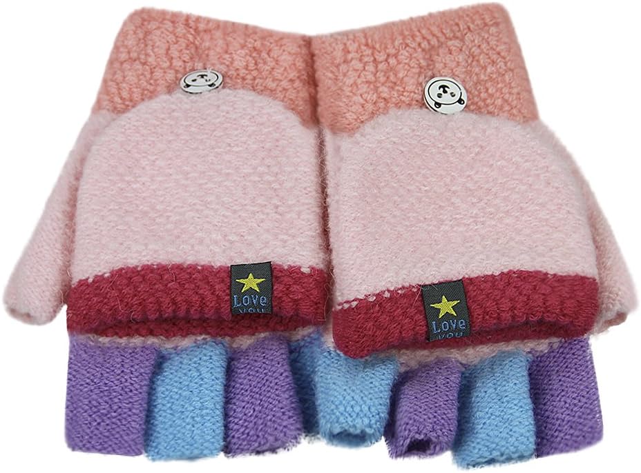 Perfect Gift for Kids Winter-Friendly Wool Knit Gloves
