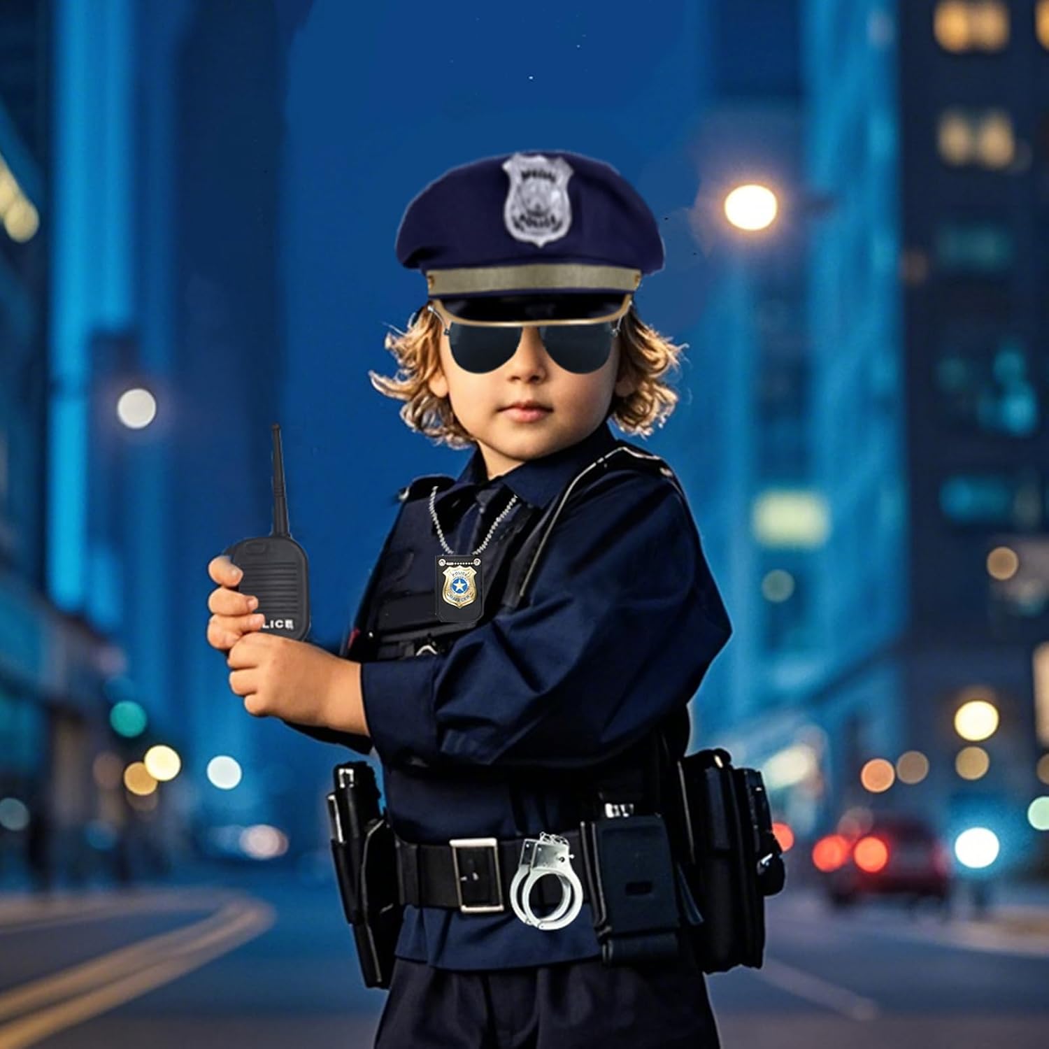 QPCOS Police Costume for Kids Halloween Party Role-Play Set