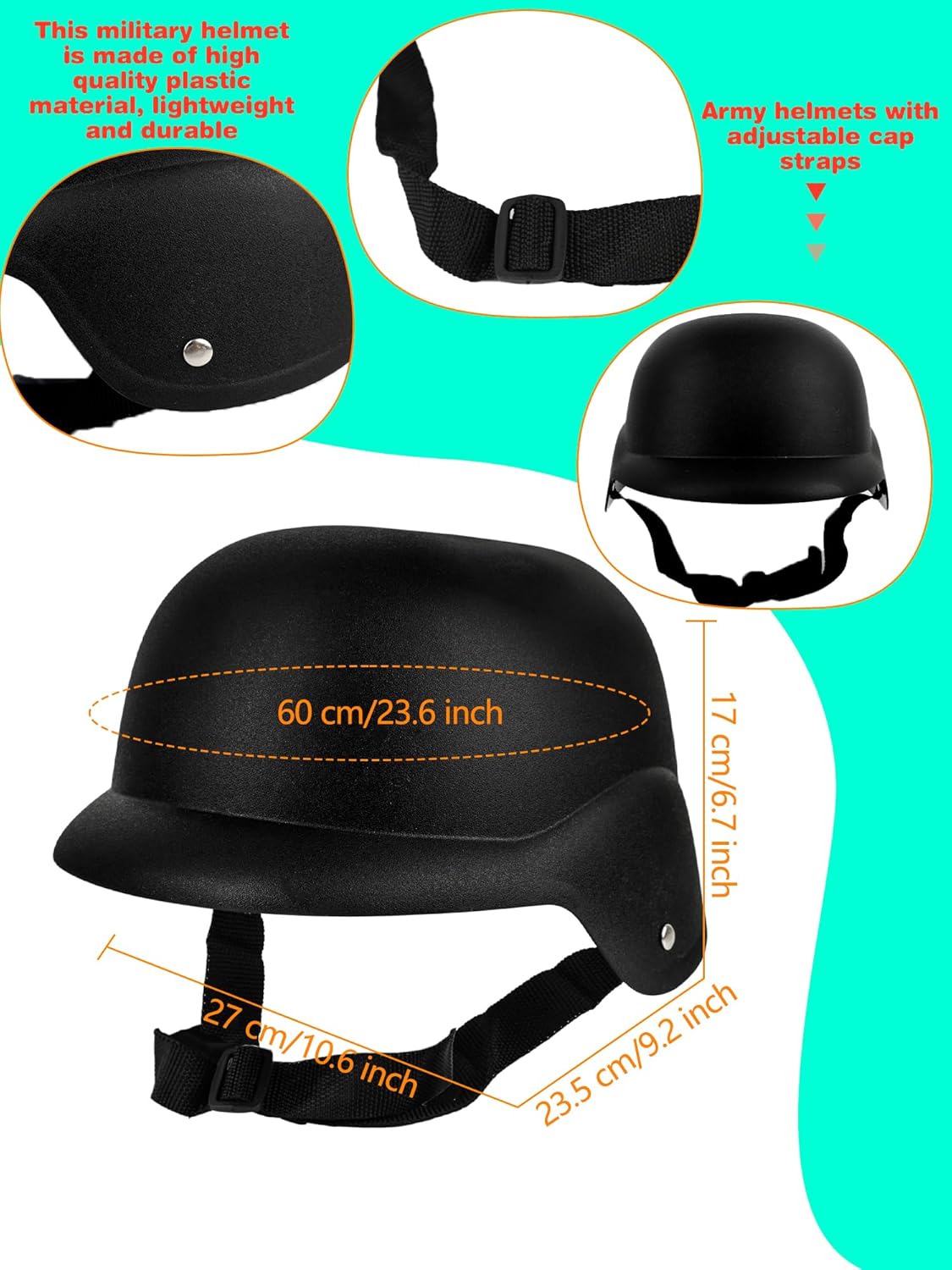 2 Pieces Plastic Military Hats Halloween Soldier Costume Army Party Supplies