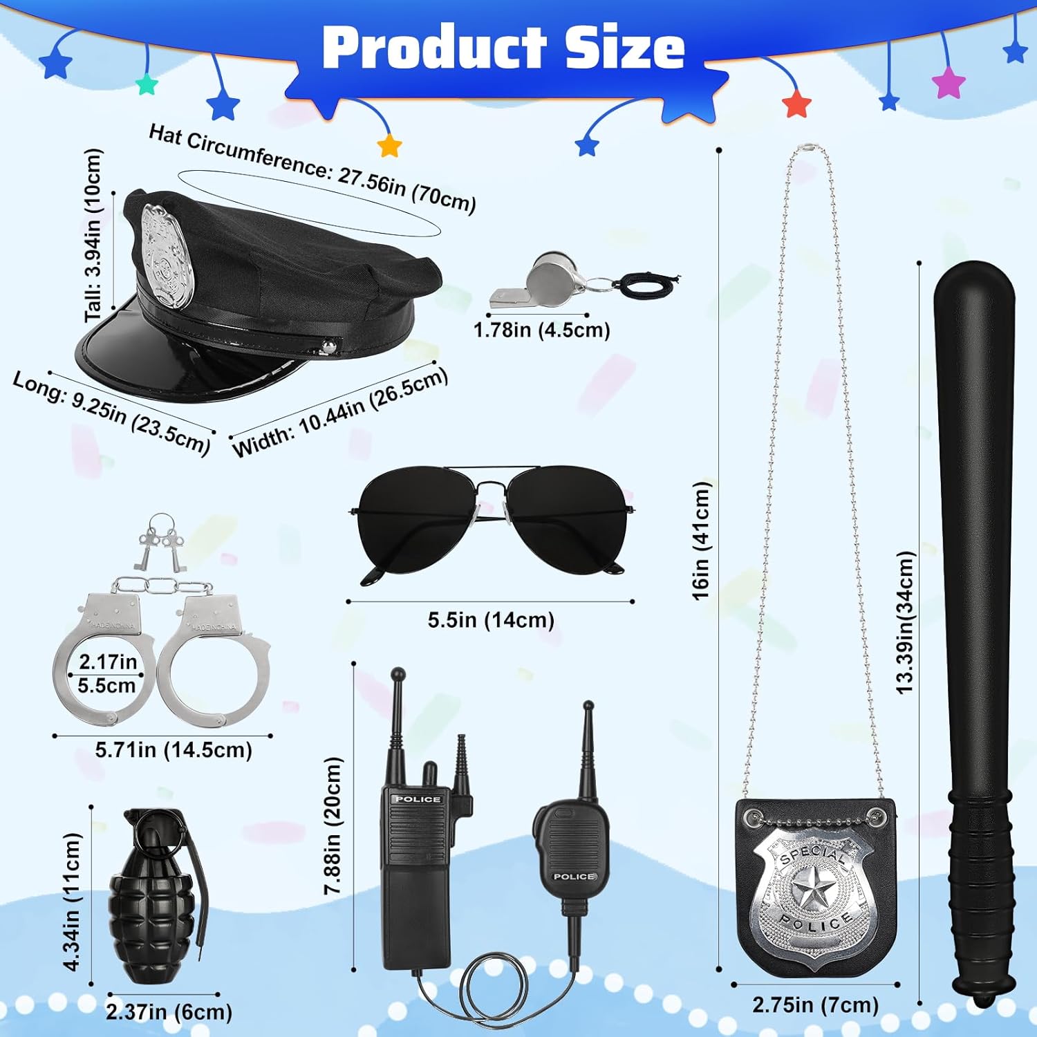 Quescu Police Costume Set for KidsPretend Play Accessories