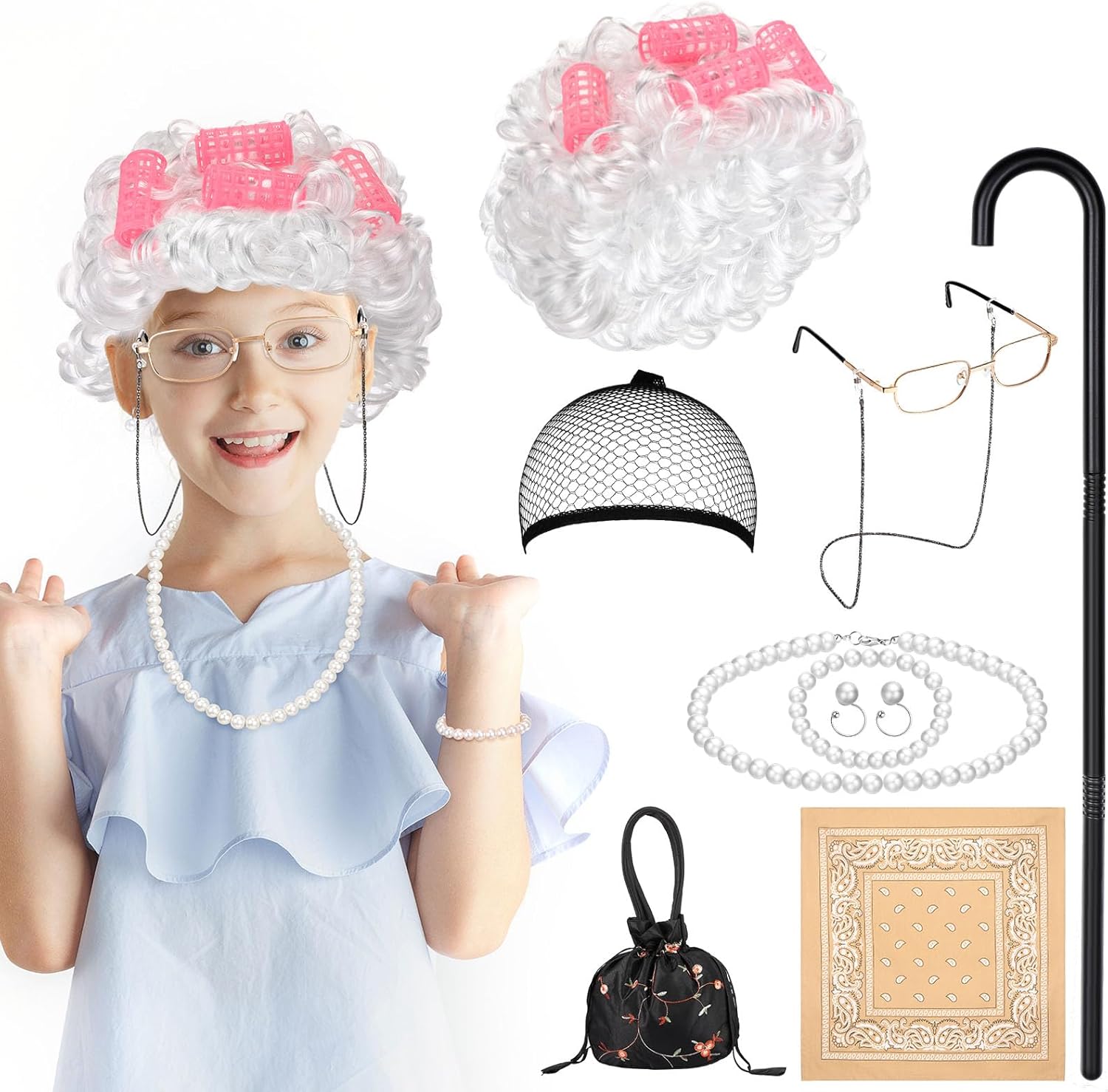 Yingzhao 18-Piece Child Grandma Costume for School Events