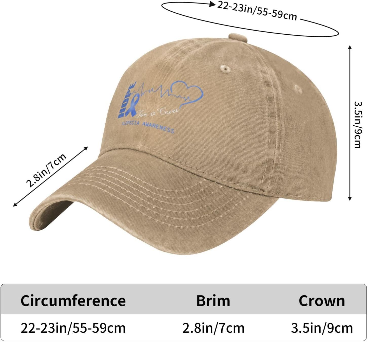 RTATBY Hope for a Cure Alopecia Awareness Baseball Cap
