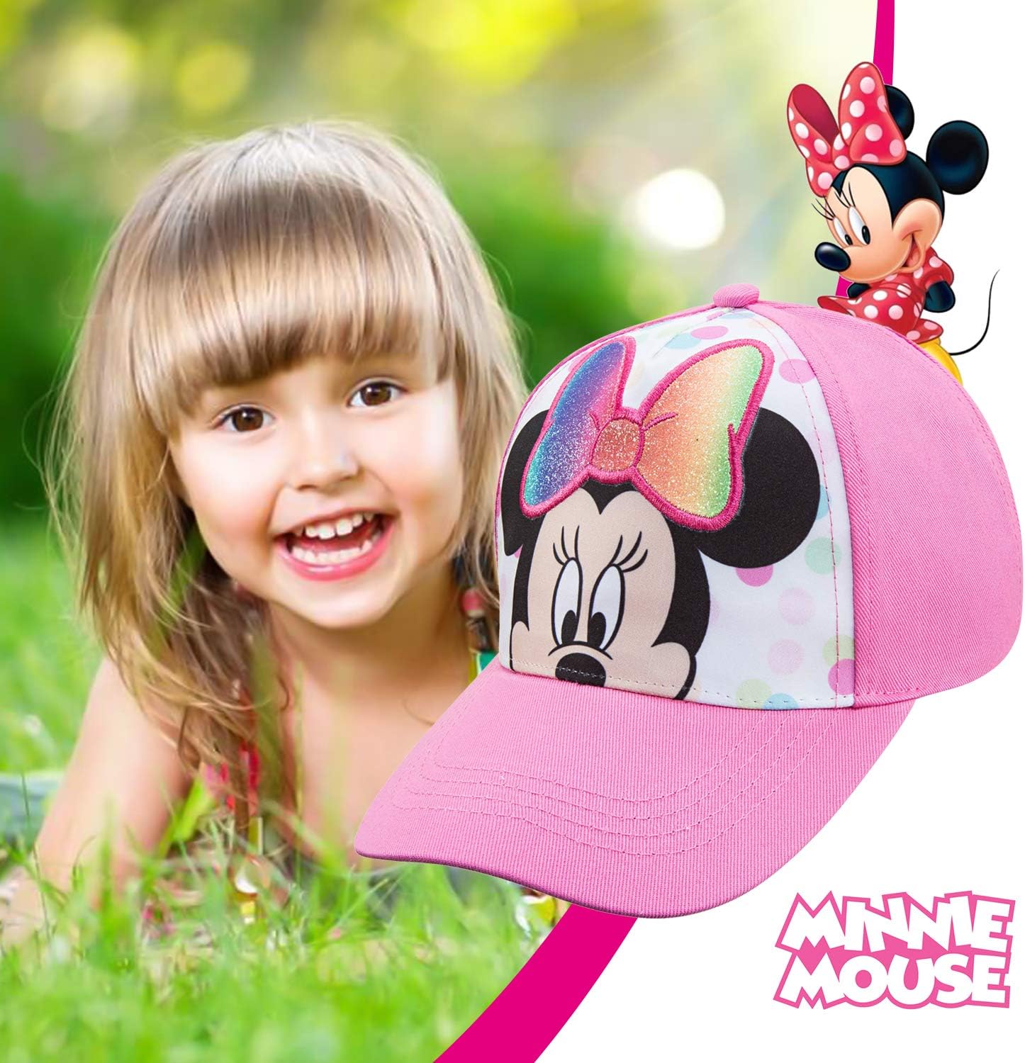 Adjustable Minnie Mouse Toddler Baseball Cap Pink