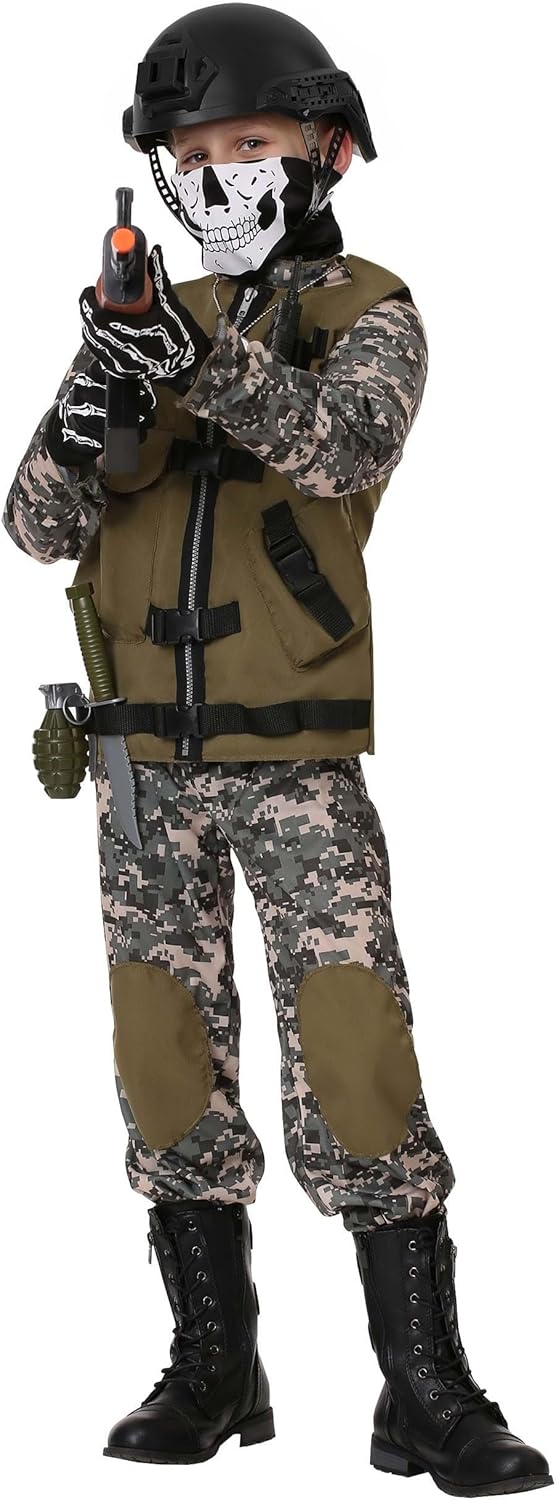 Kids Camo Trooper Costume with Tactical Vest and Accessories