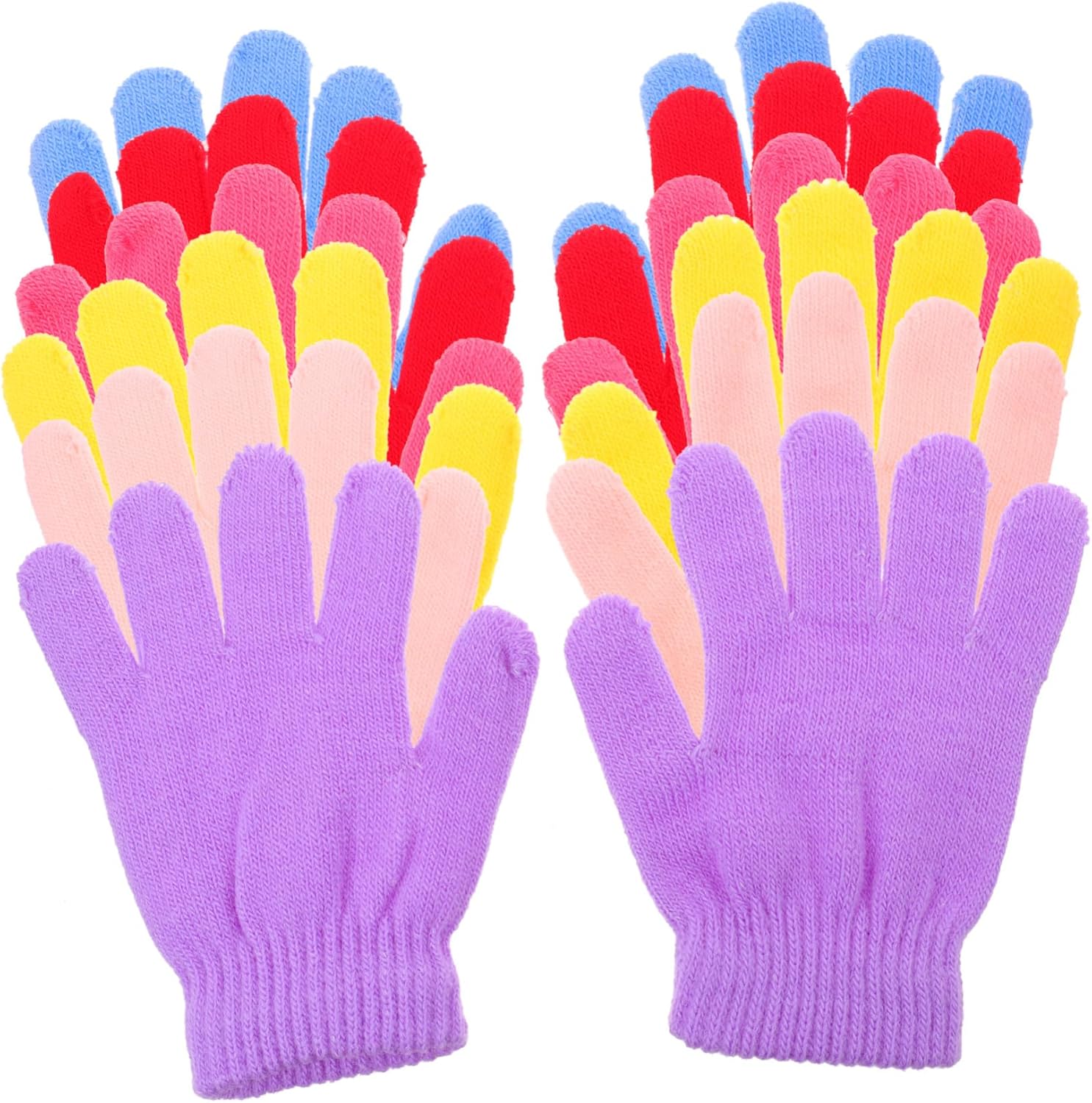 FRCOLOR Kids Winter Gloves - 6 Pairs Fleece Mittens