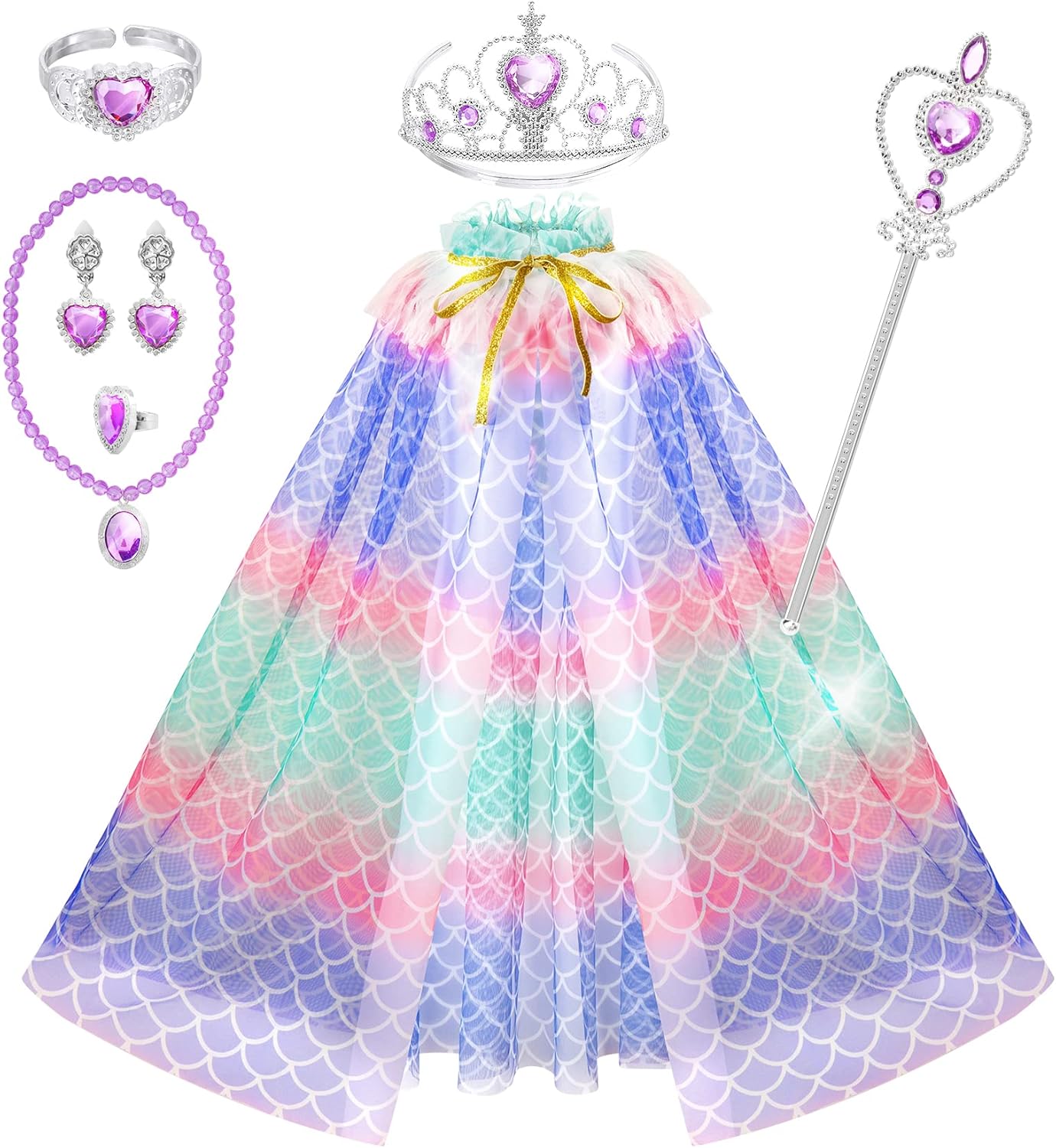 Fedio Princess Cape Mermaid Dress Up Accessories for Girls