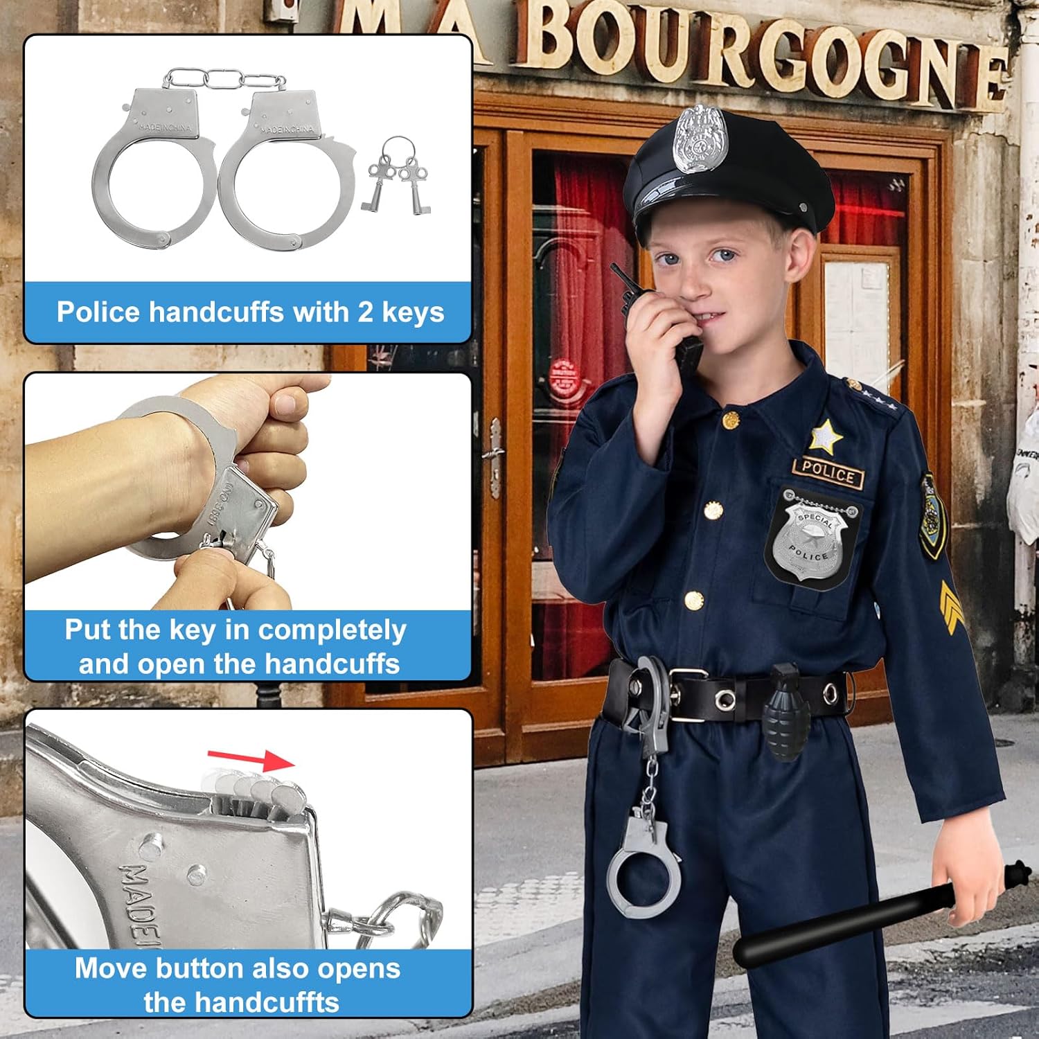 Quescu Police Costume Set for KidsPretend Play Accessories