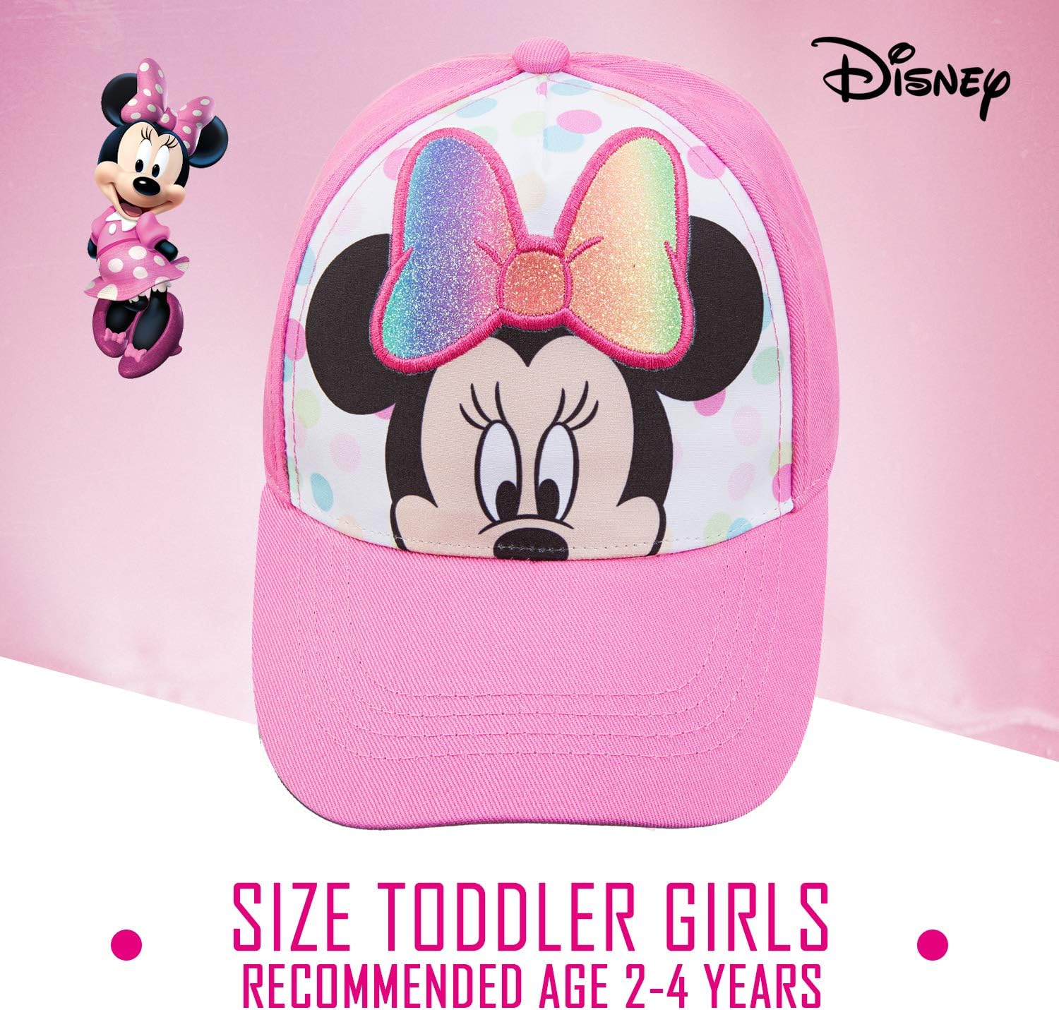 Adjustable Minnie Mouse Toddler Baseball Cap Pink