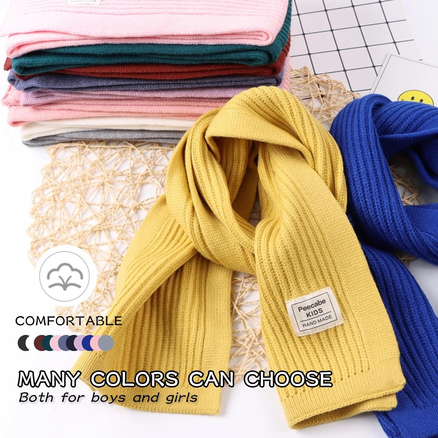 Peecabe - Soft Knit Winter Scarf for Kids with Strip Design