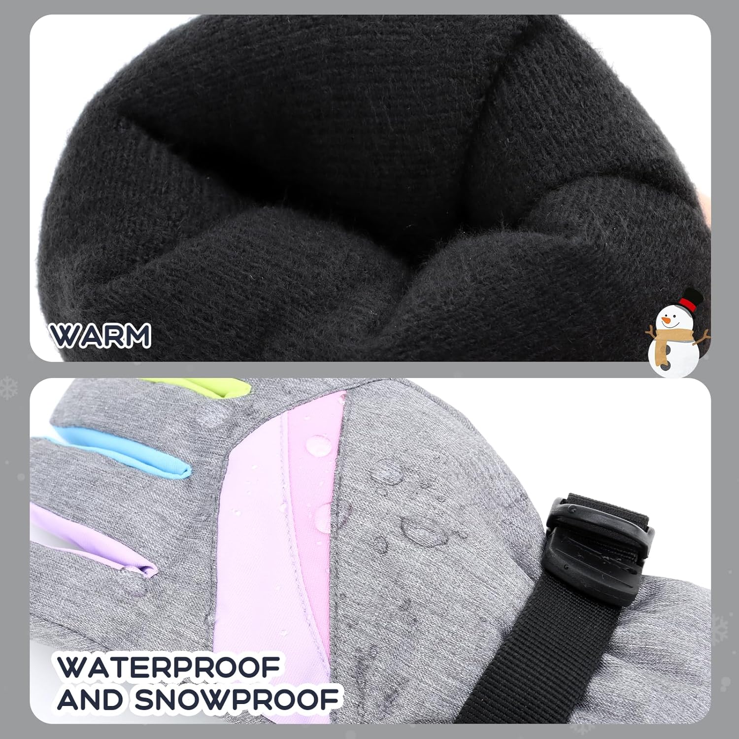 Duoyeree Kids Waterproof Ski Gloves