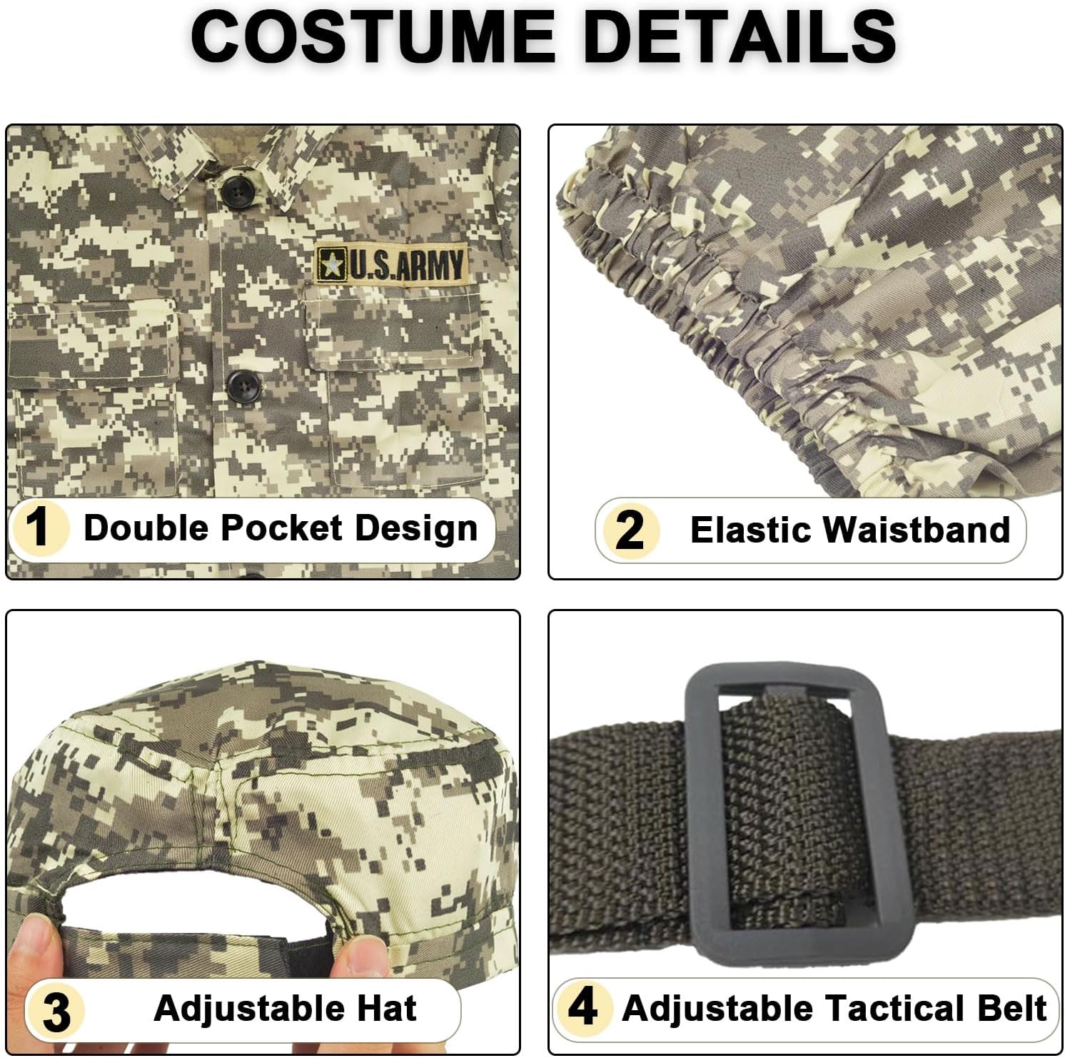 Kodvinp Kids Halloween Army Costume Set Boys Role-Play Gift