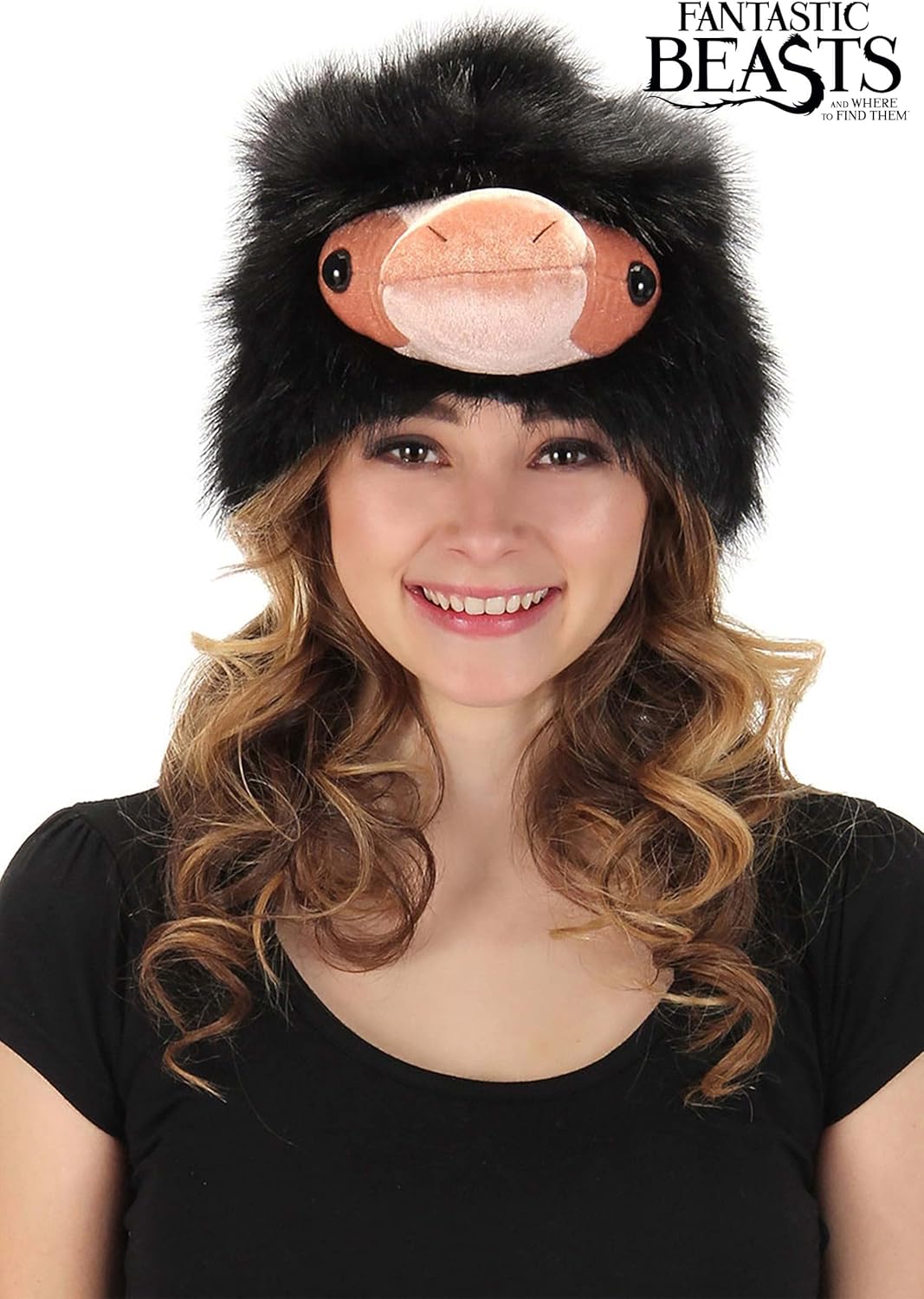 Plush Niffler Hat for Adults Faux Fur Plastic Eyes and Adjustable
