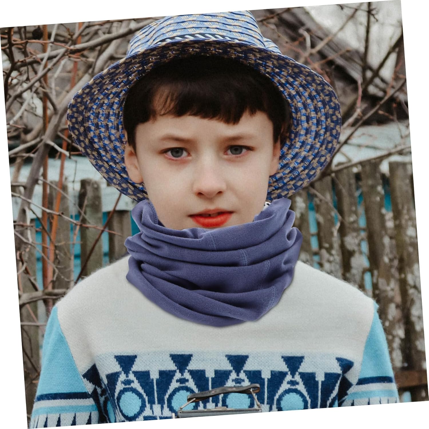TOVINANNA Windproof Scarf for Boys - Cotton Blue