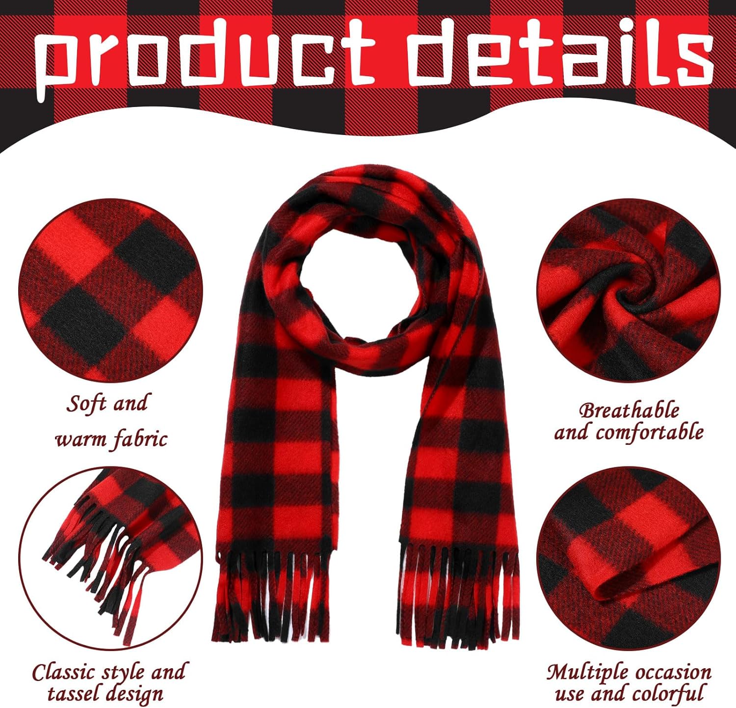 Bencailor 4 Pcs Kids Winter Scarf