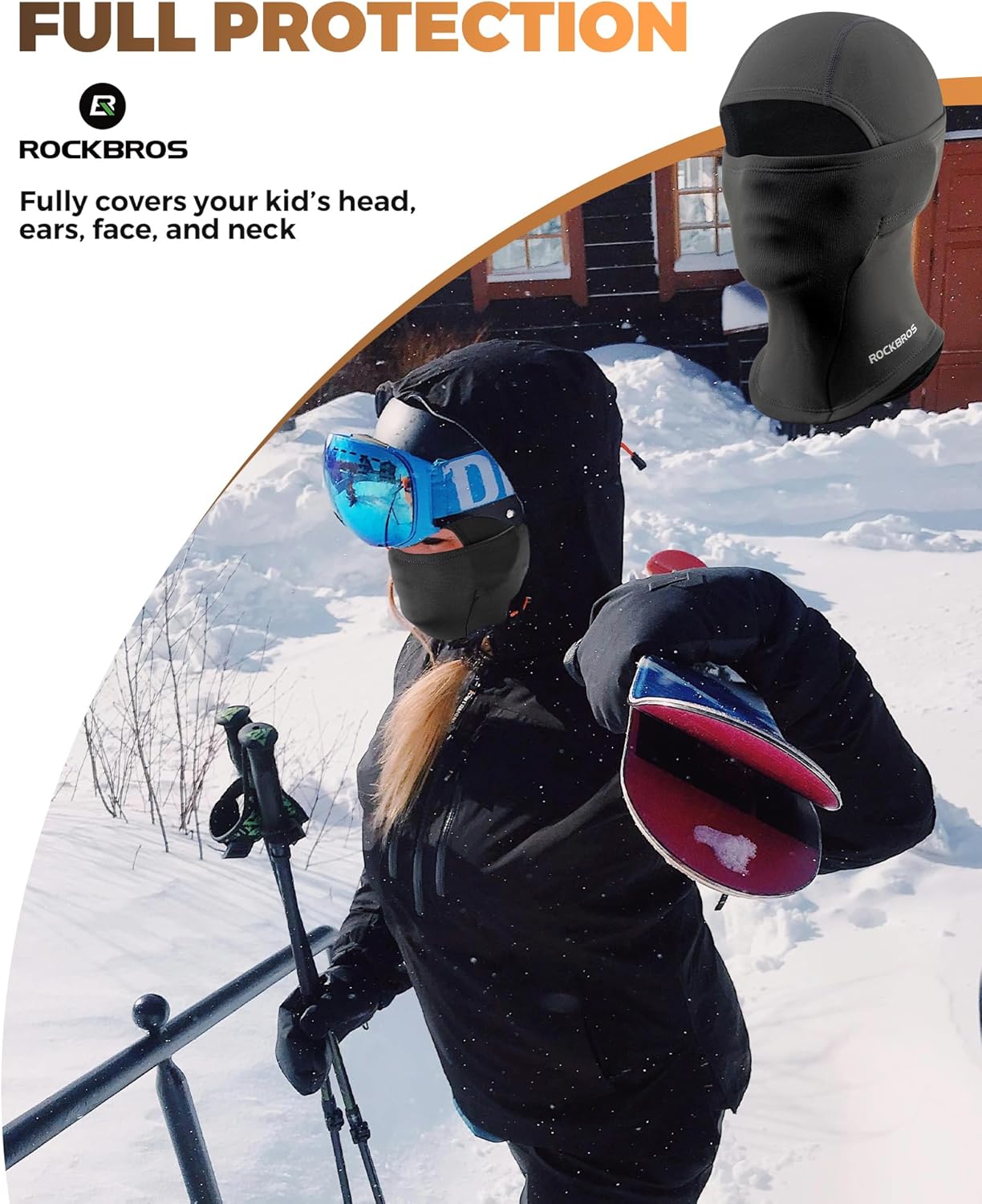 ROCKBROS Balaclava Ski Mask for Kids Stay Warm protected in Winter