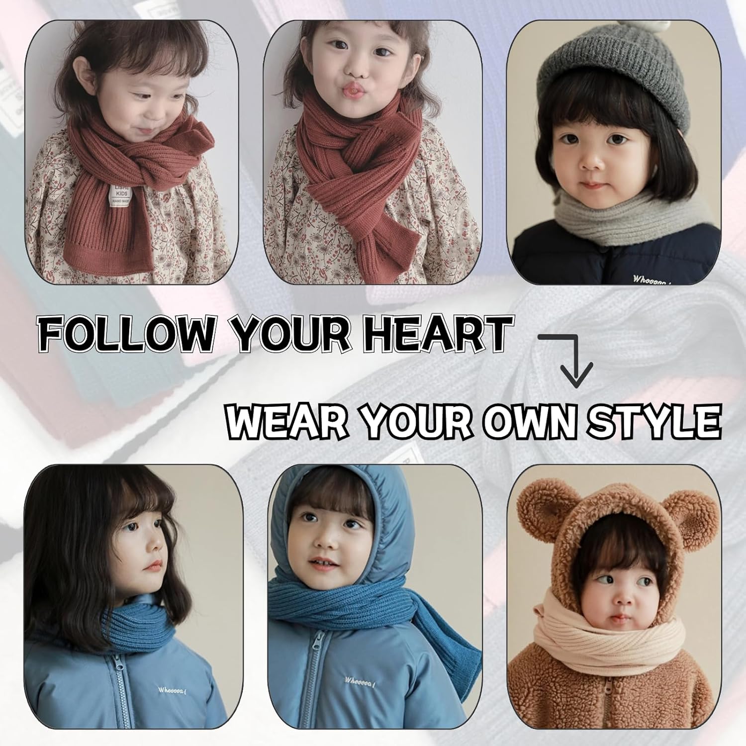 Peecabe - Soft Knit Winter Scarf for Kids with Strip Design