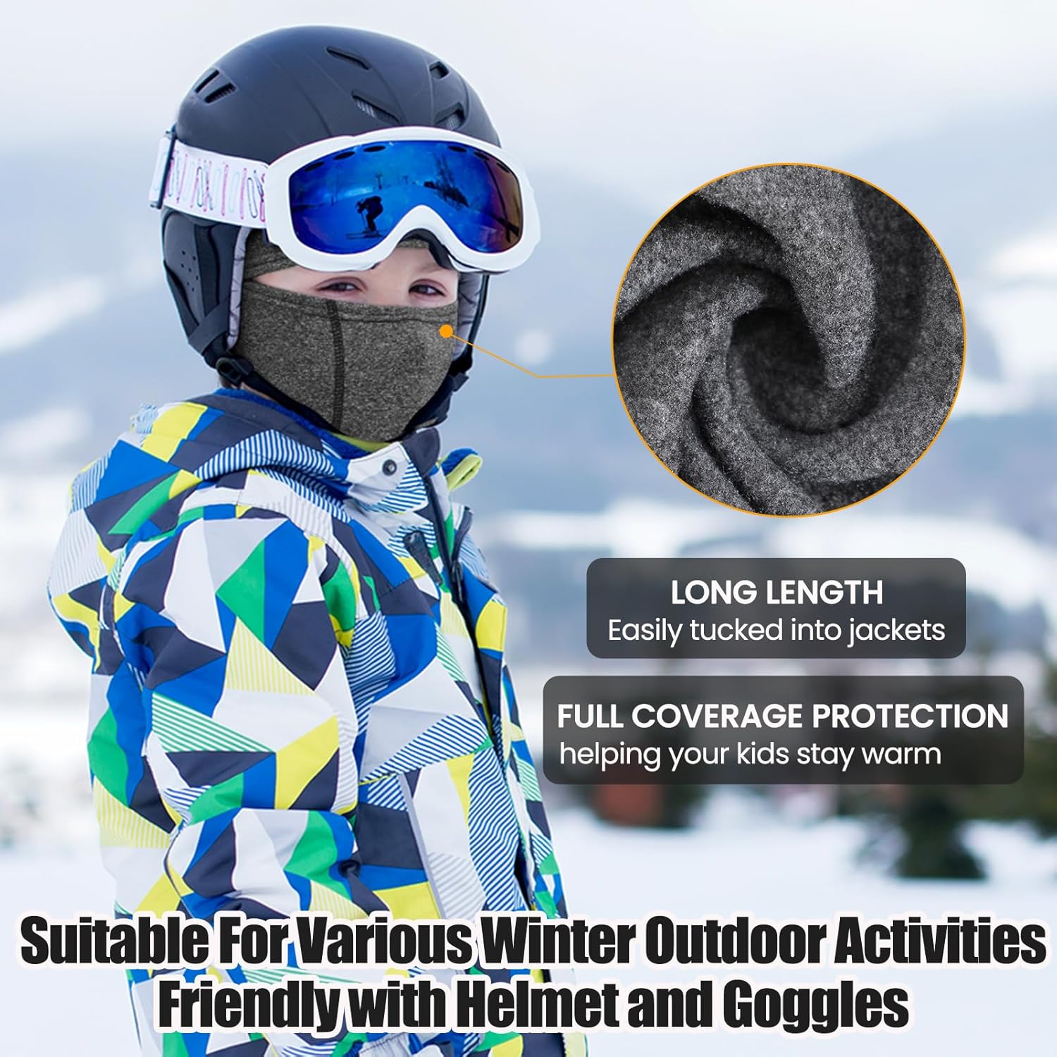 Kids Balaclava Ski Mask - Windproof Breathable for Boys Girls