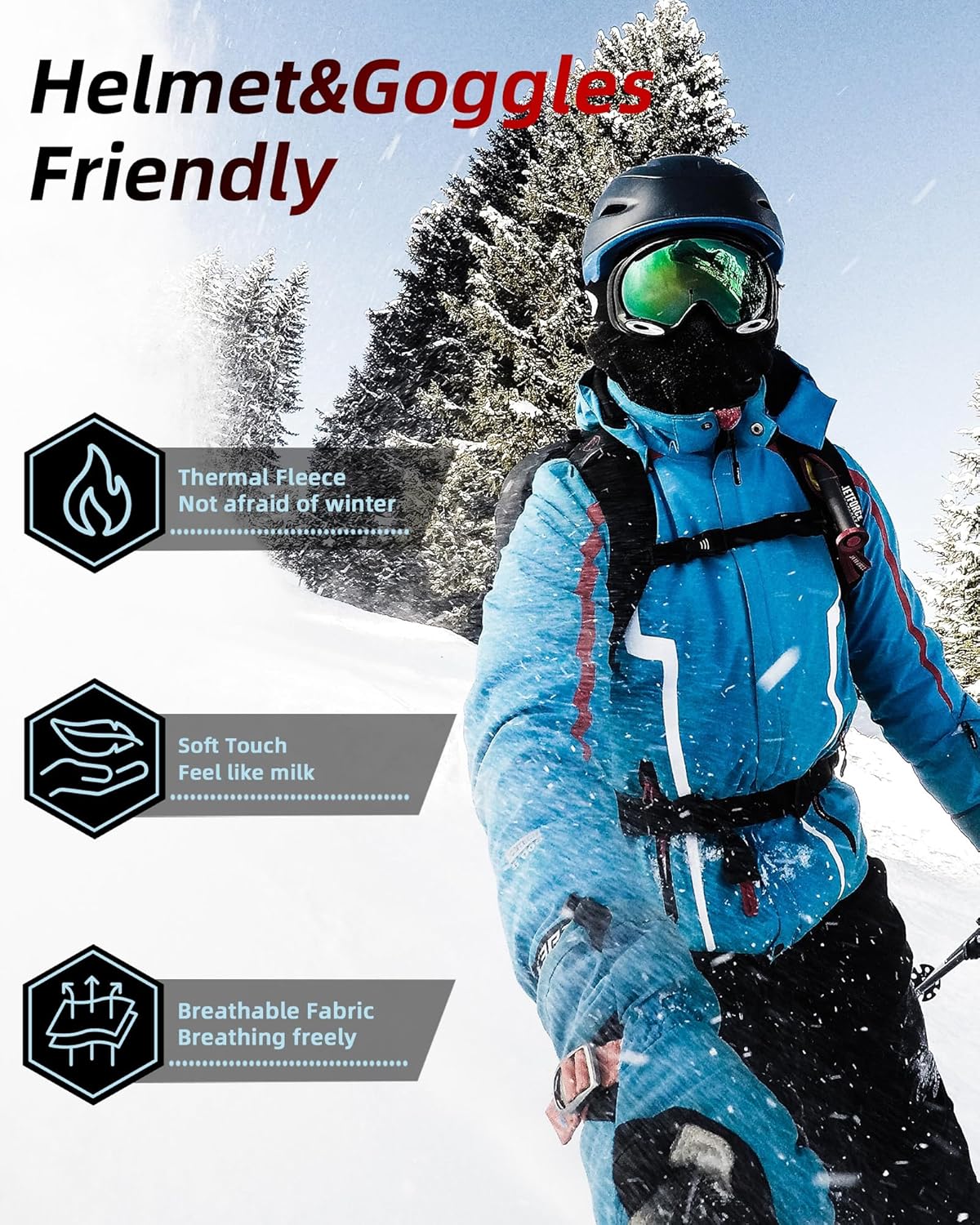 ROCKBROS Balaclava Ski Mask for Kids Stay Warm protected in Winter