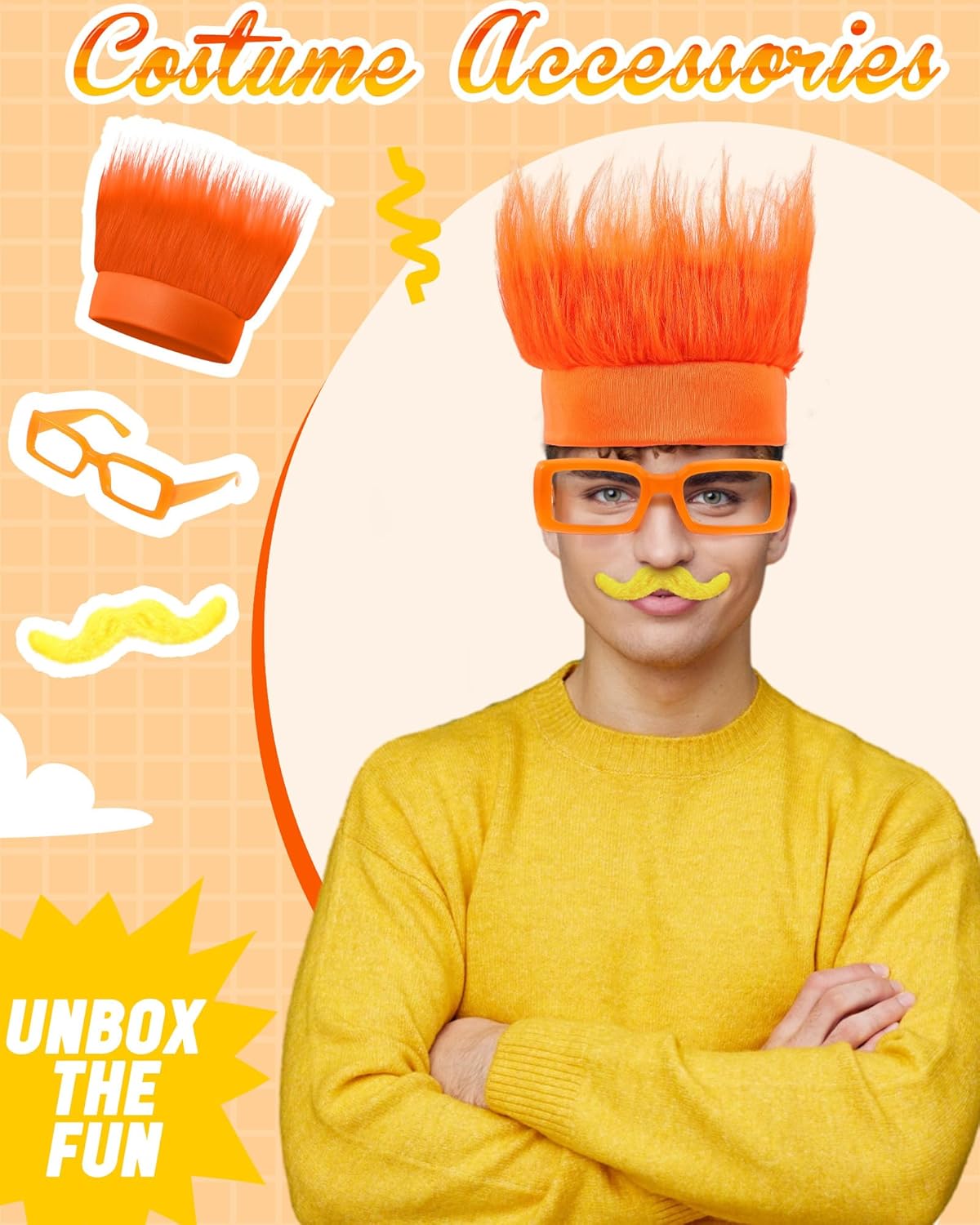 XunYee Orange Cosplay Accessories for Men - Headband Frames and Mustaches