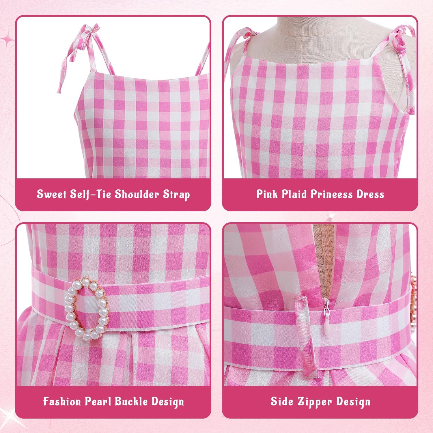 Girls Pink Cosplay Costume Halloween Party Time