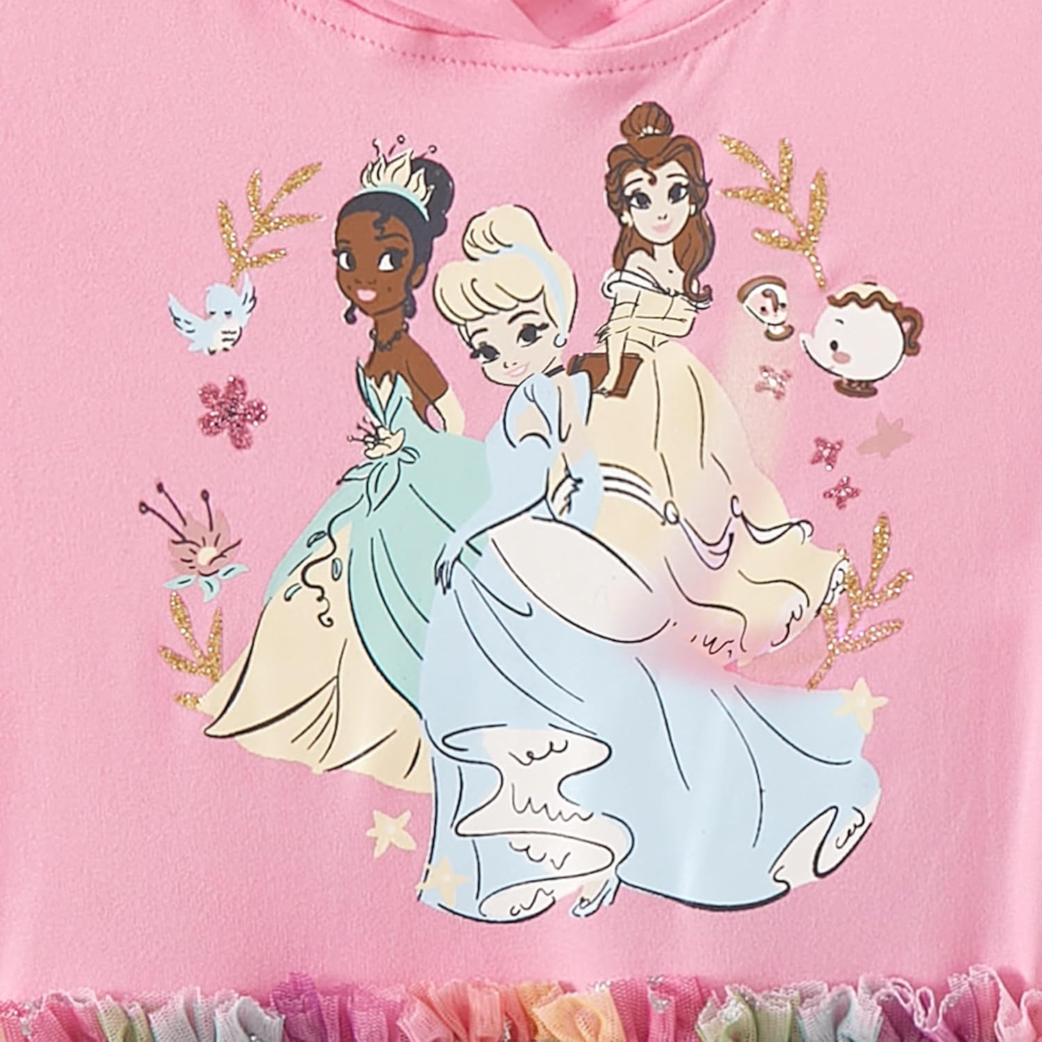 Disney Princess Tiana Belle and Cinderella Hooded Tulle Dress Toddler Big Kids