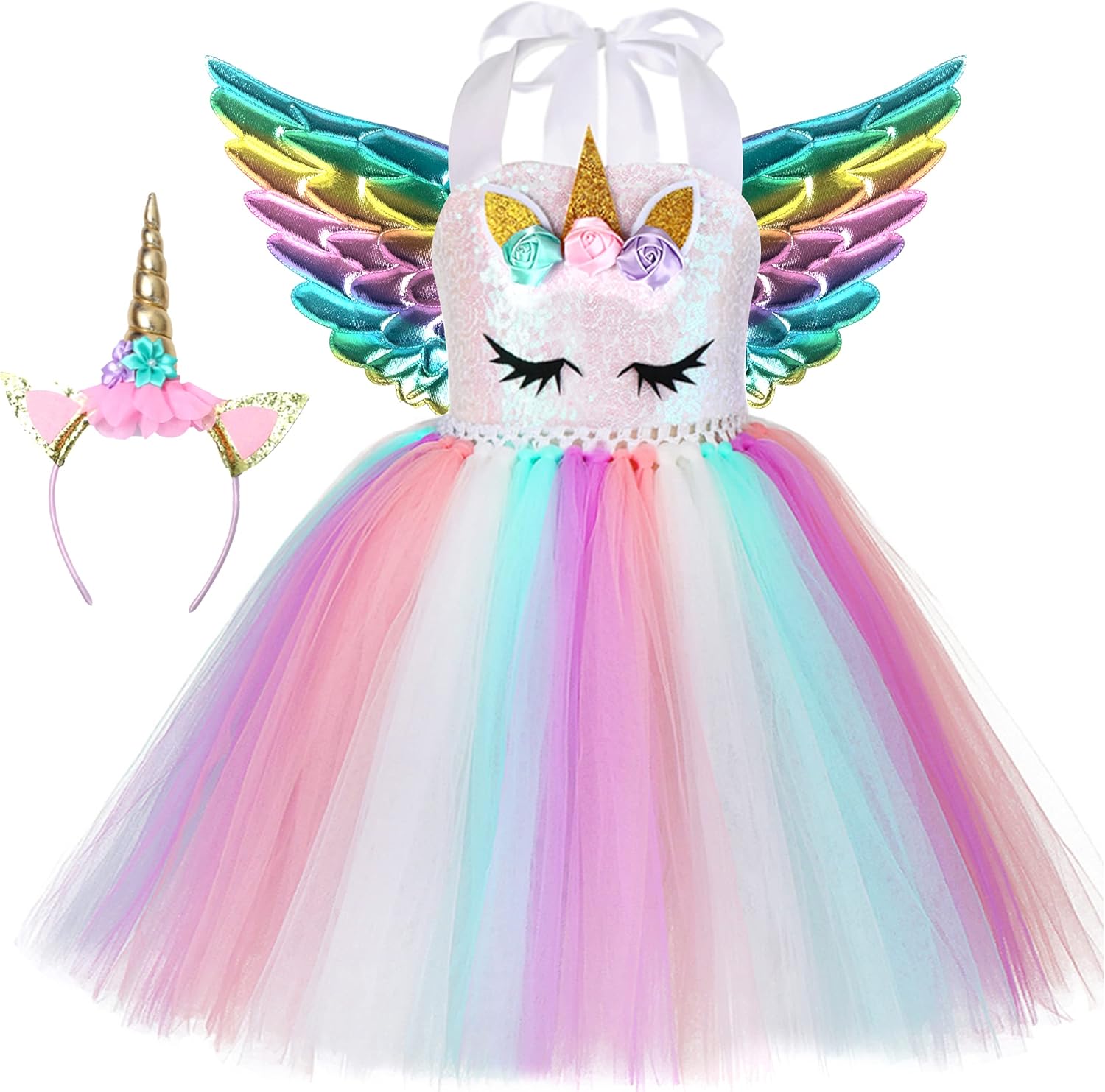 Soyoekbt LED Unicorn Princess Dress for Girls