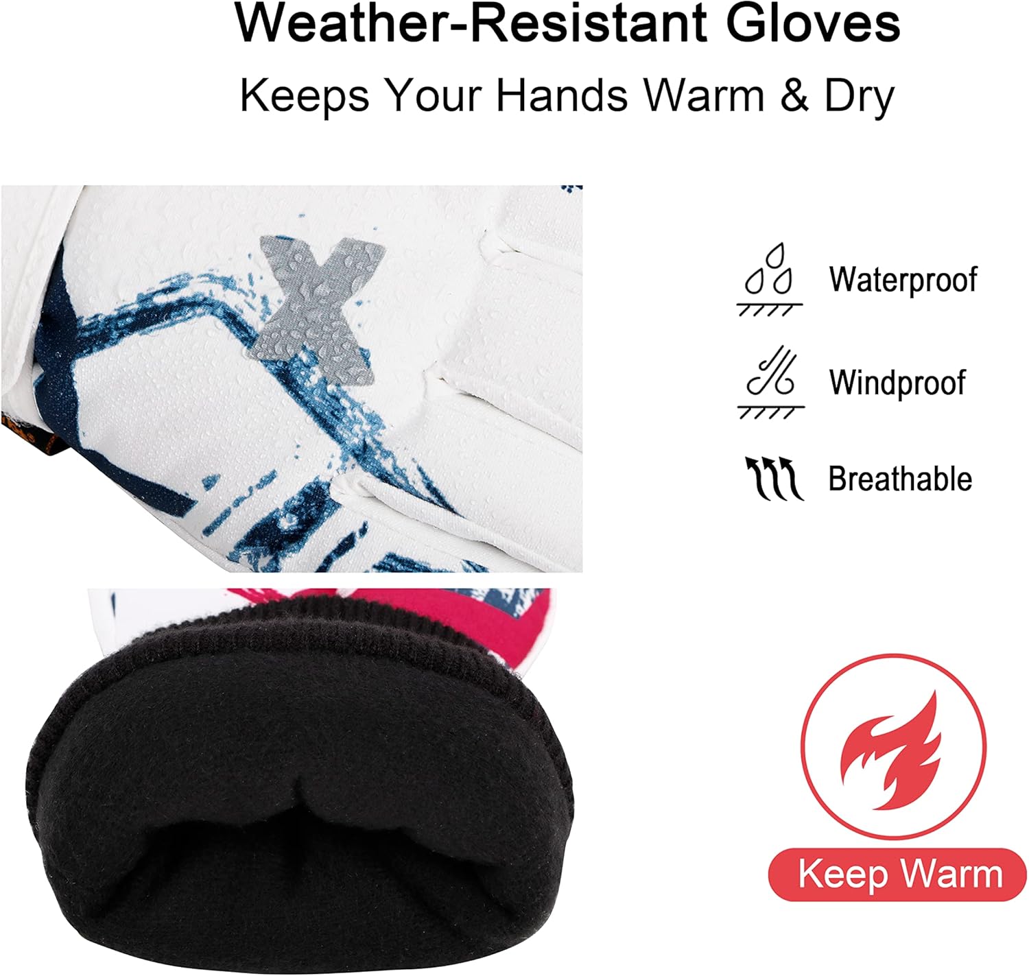 LULLABY KIDS Cotton Kids Snow Gloves Waterproof Warm