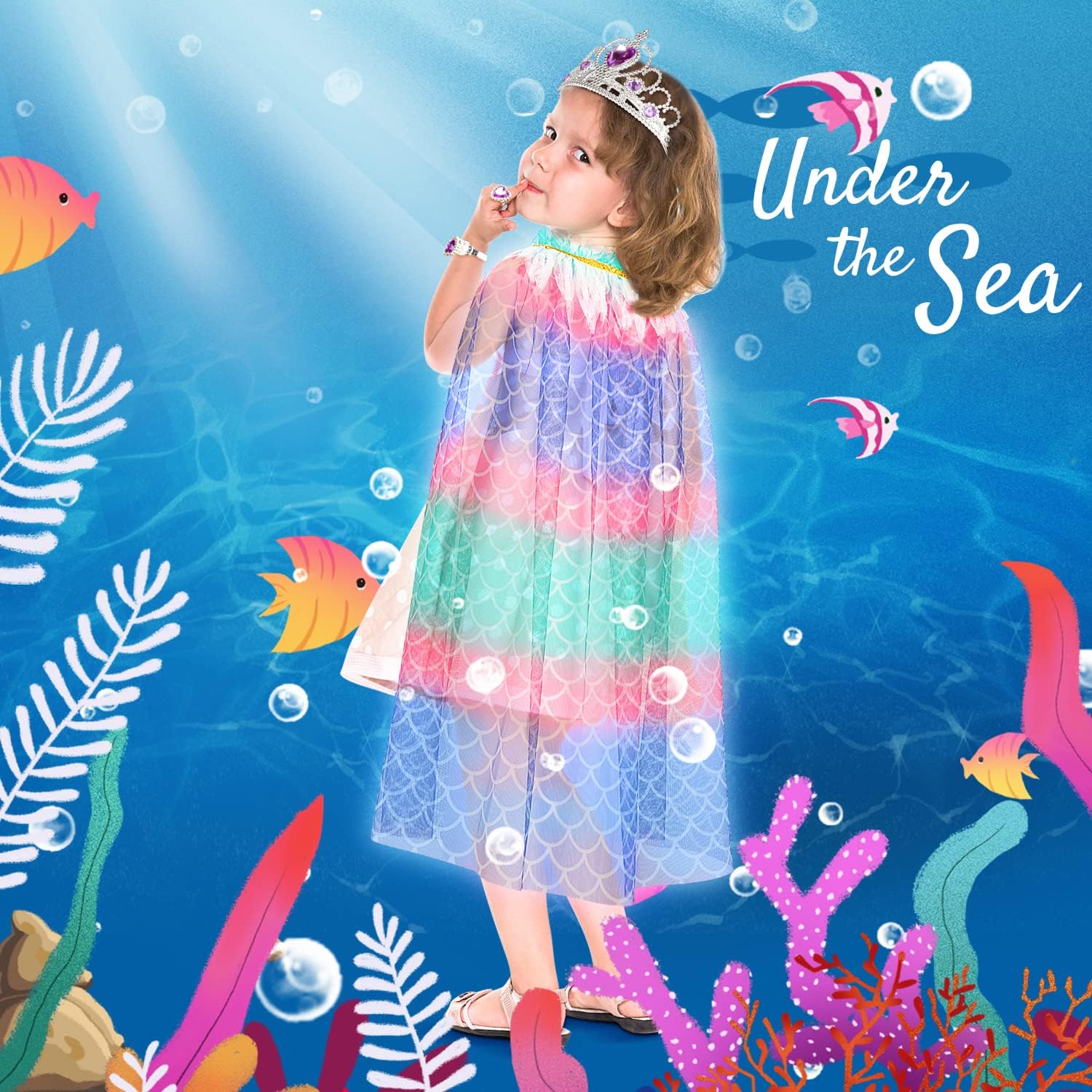 Fedio Princess Cape Mermaid Dress Up Accessories for Girls