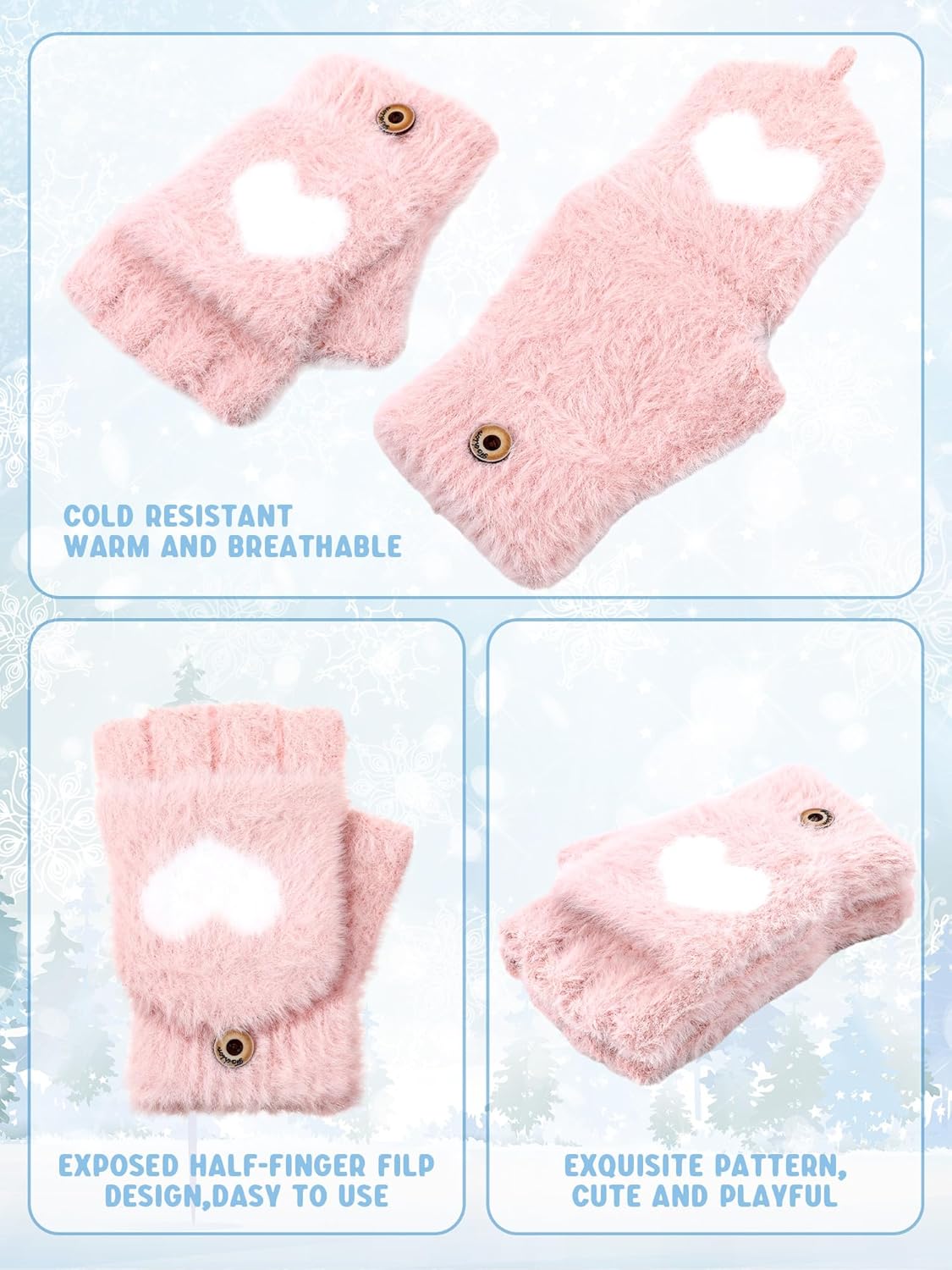 3 Pairs Geyoga Kid Fingerless Gloves