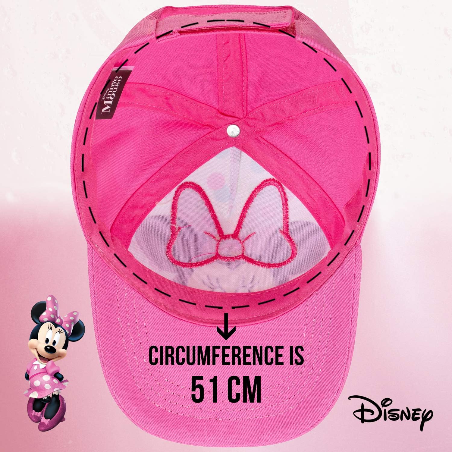 Adjustable Minnie Mouse Toddler Baseball Cap Pink