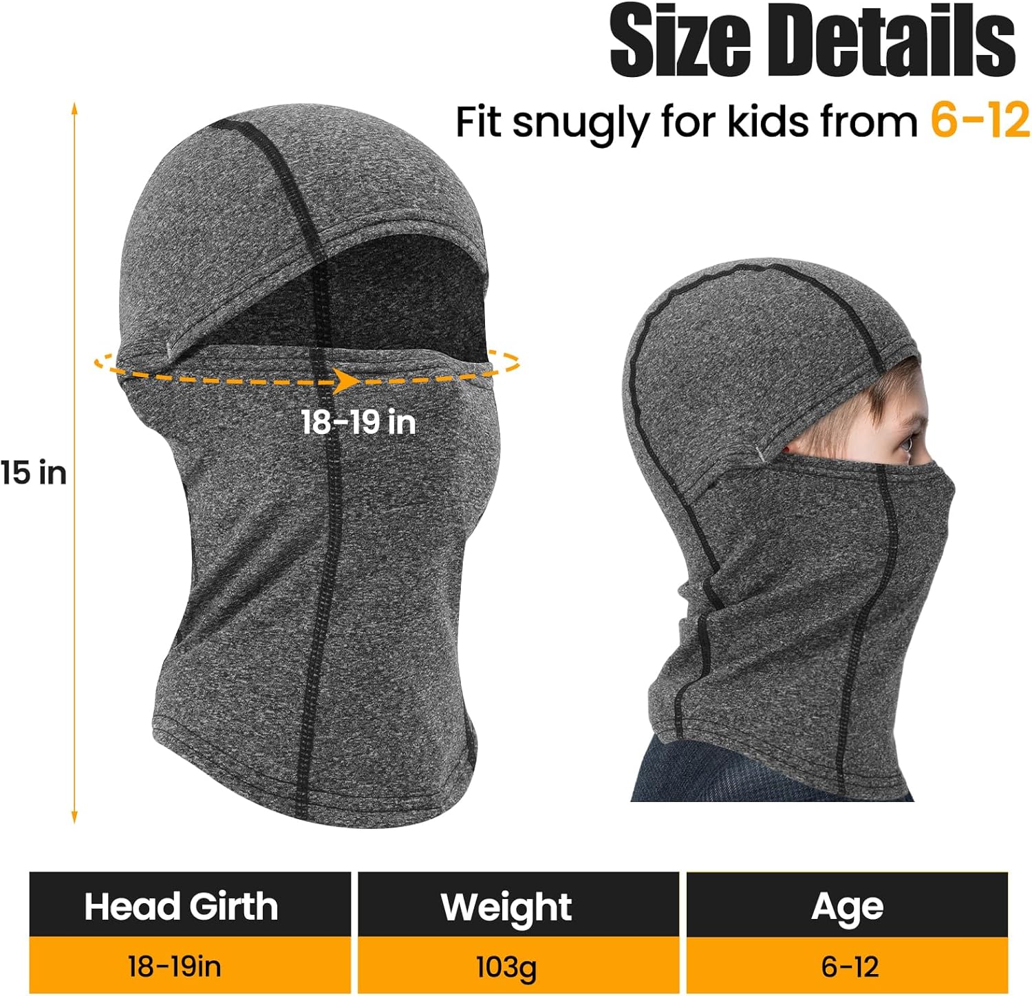Kids Balaclava Ski Mask - Windproof Breathable for Boys Girls