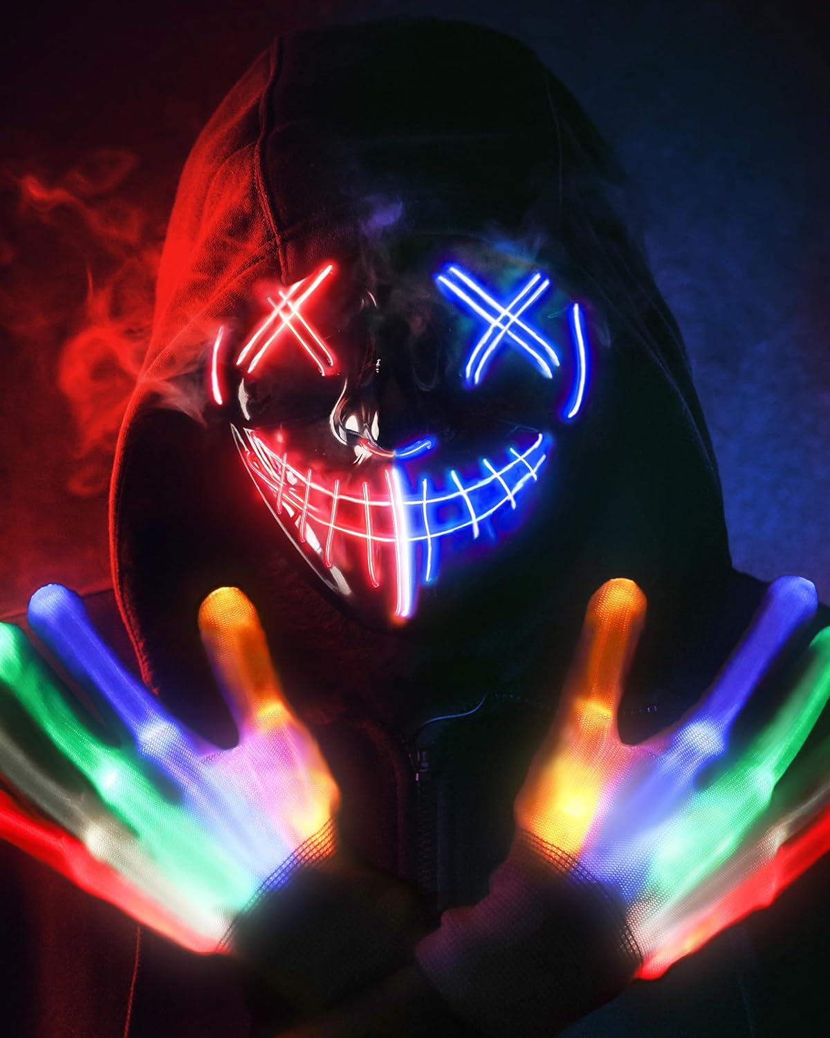 Halloween Skeleton LED Mask and Gloves Set