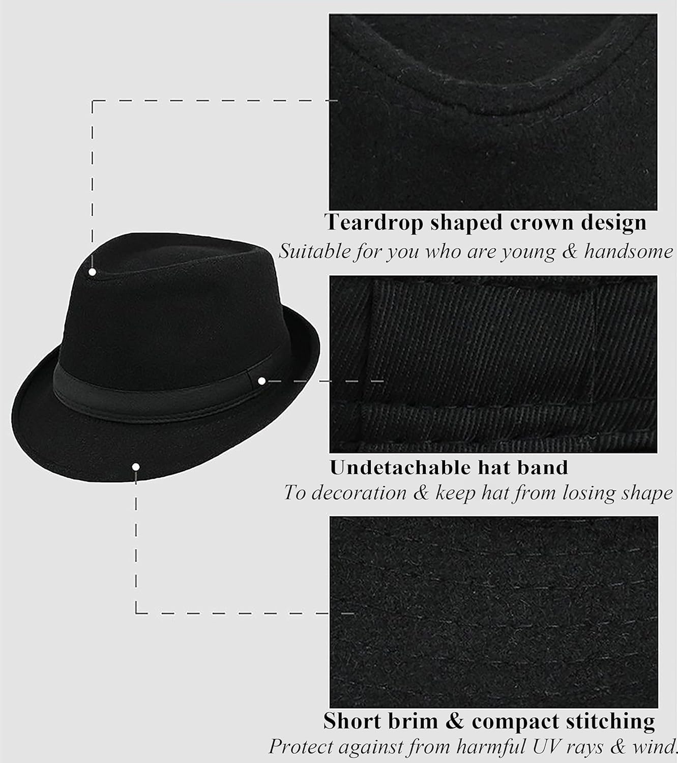 UTOWO Boys felt fedora hat